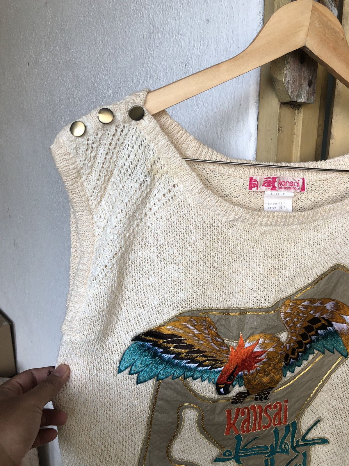 Kansai Yamamoto Rare Vintage Kansai Eye Embroidery Arabic Knit Vest/Cardigan Size M / US 6-8 / IT 42-44 - 13 Thumbnail