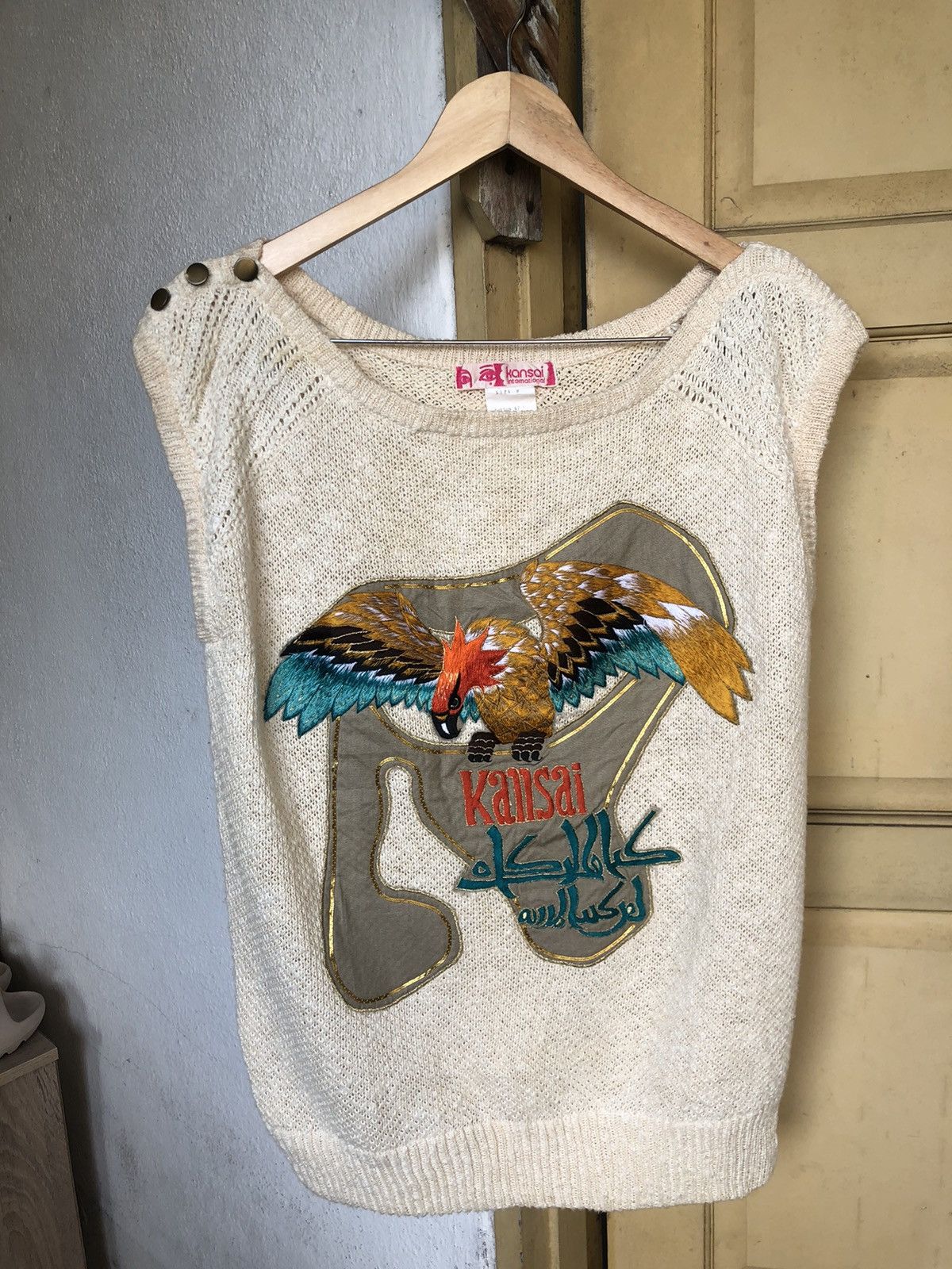 Kansai Yamamoto Rare Vintage Kansai Eye Embroidery Arabic Knit Vest/Cardigan Size M / US 6-8 / IT 42-44 - 5 Thumbnail