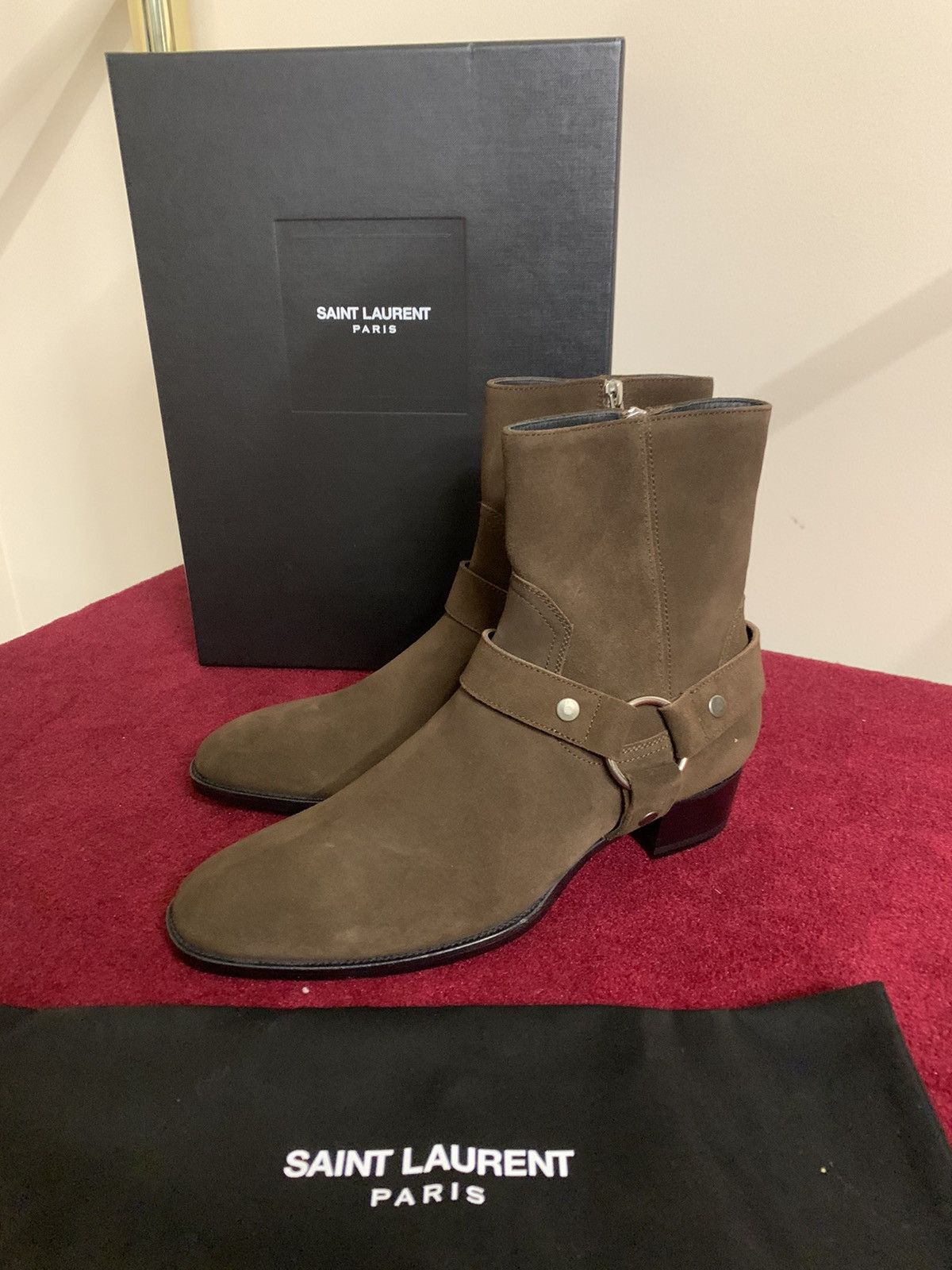 image of Saint Laurent Paris Saint Laurent Wyatt Harness Boots 40 Mm in Brown, Men's (Size 7)