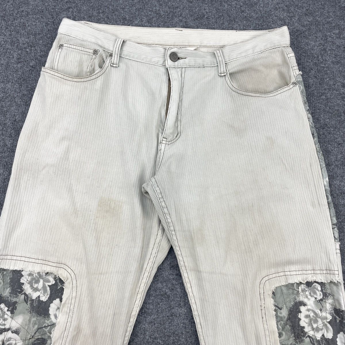 Japanese Brand × Vintage Vintage Japanese Patchwork Distressed Bootcut Pants Size US 33 - 3 Thumbnail