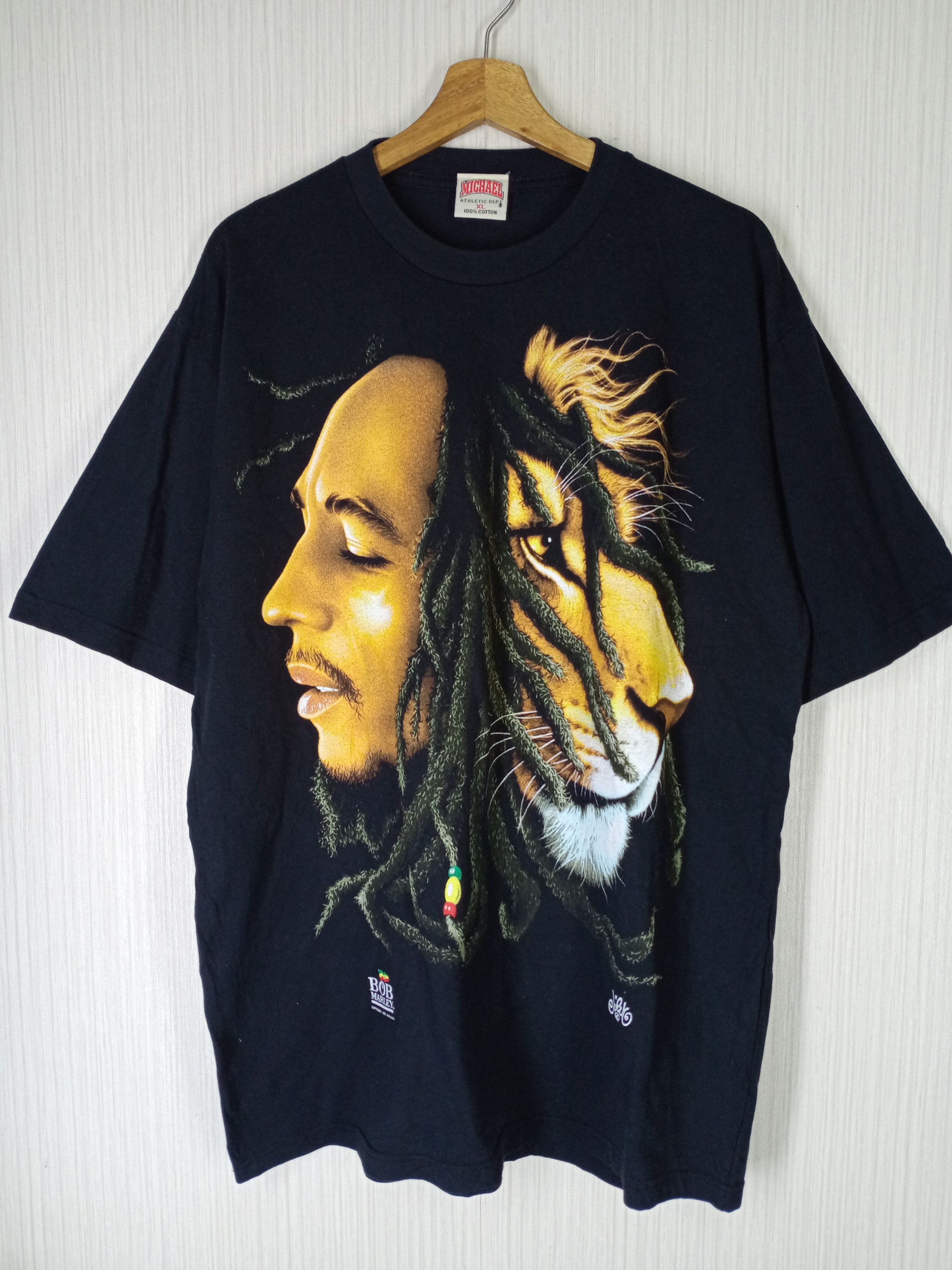 Bob Marley Rare Vintage 1997 Bob Marley Lion Graphic Michael Tshirt Size US XL / EU 56 / 4 - 1 Thumbnail