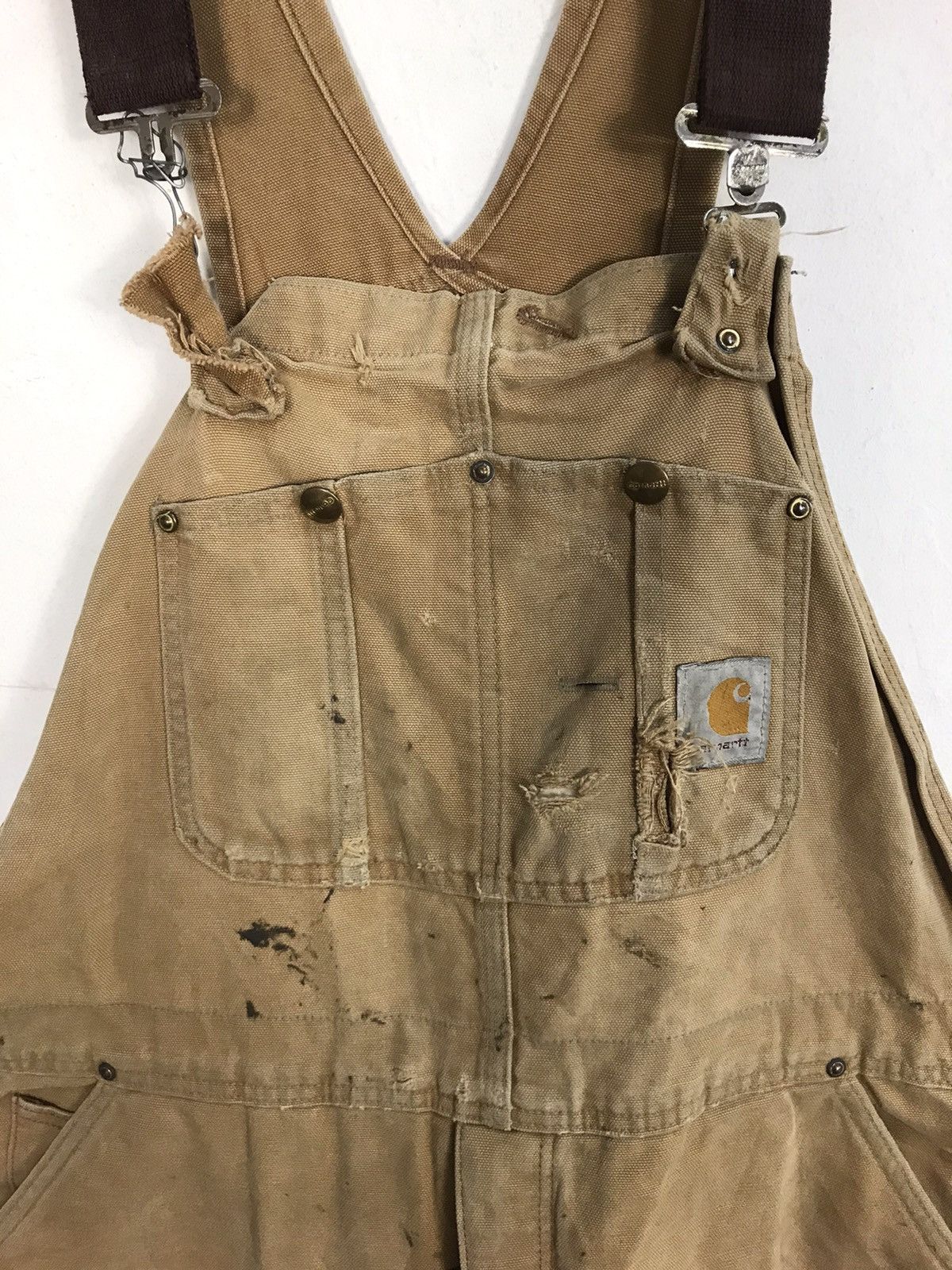 Carhartt 90s Distressed Carhartt Bib Dungaree Overall Carpenter Pant Size US 40 / EU 56 - 5 Thumbnail