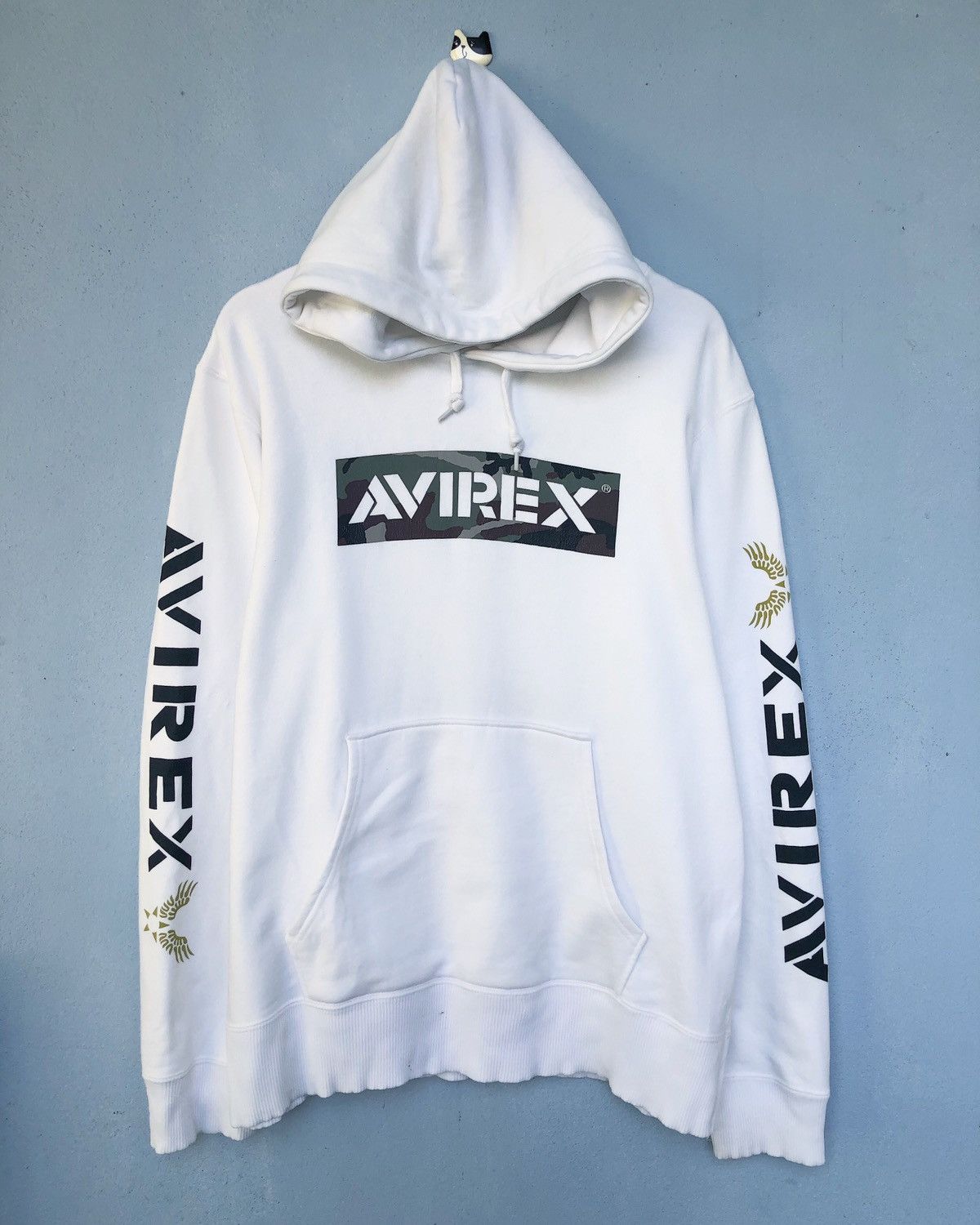 image of Avirex Camo Hoodies Sweatshirt in White, Men's (Size Large)