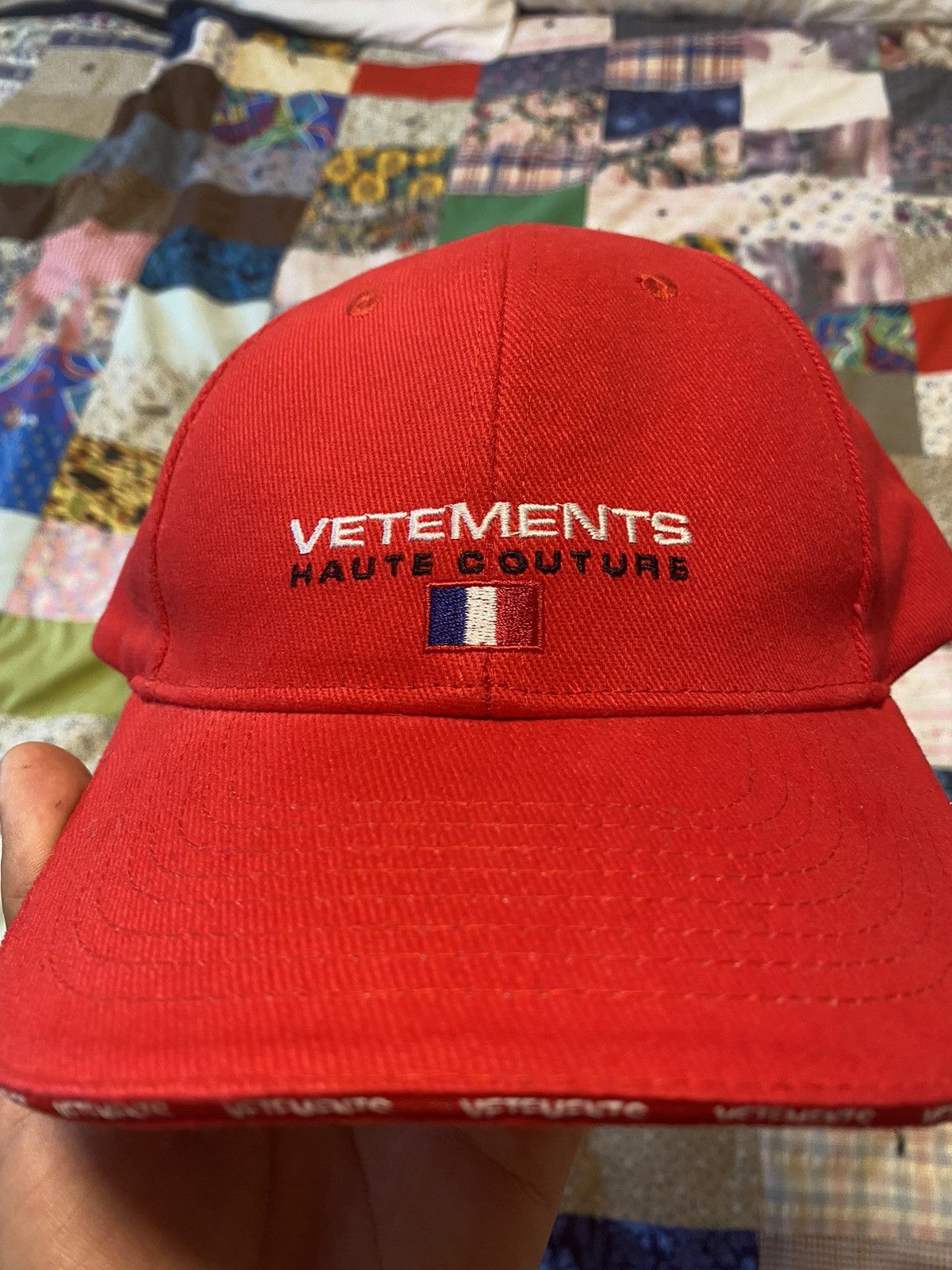 image of Vetements Haute Couture Hat in Red, Men's
