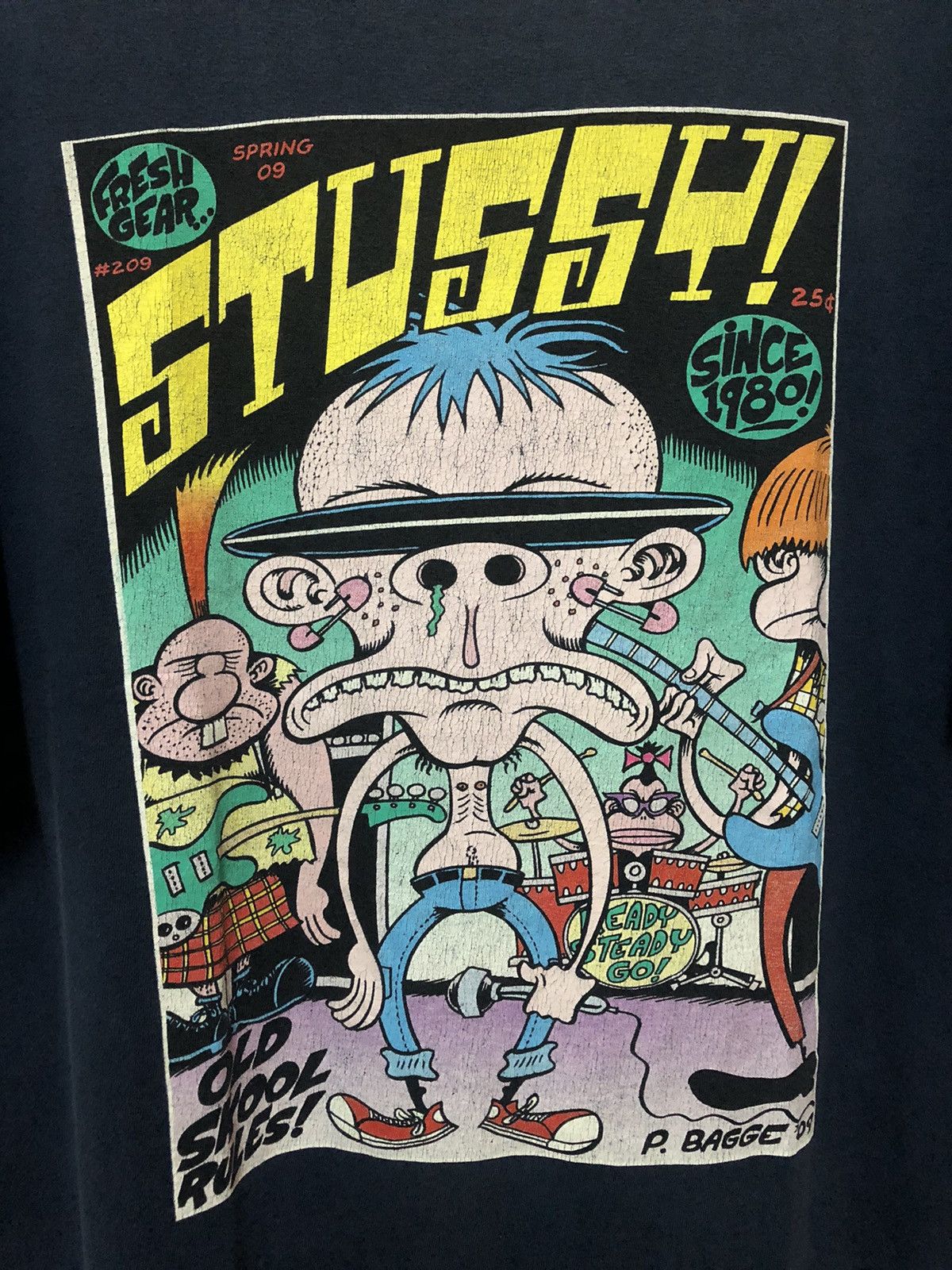Stussy × Vintage Distress! Vintage Stussy X Peter Bagge Big Print Tee Shirt Size US XL / EU 56 / 4 - 2 Thumbnail