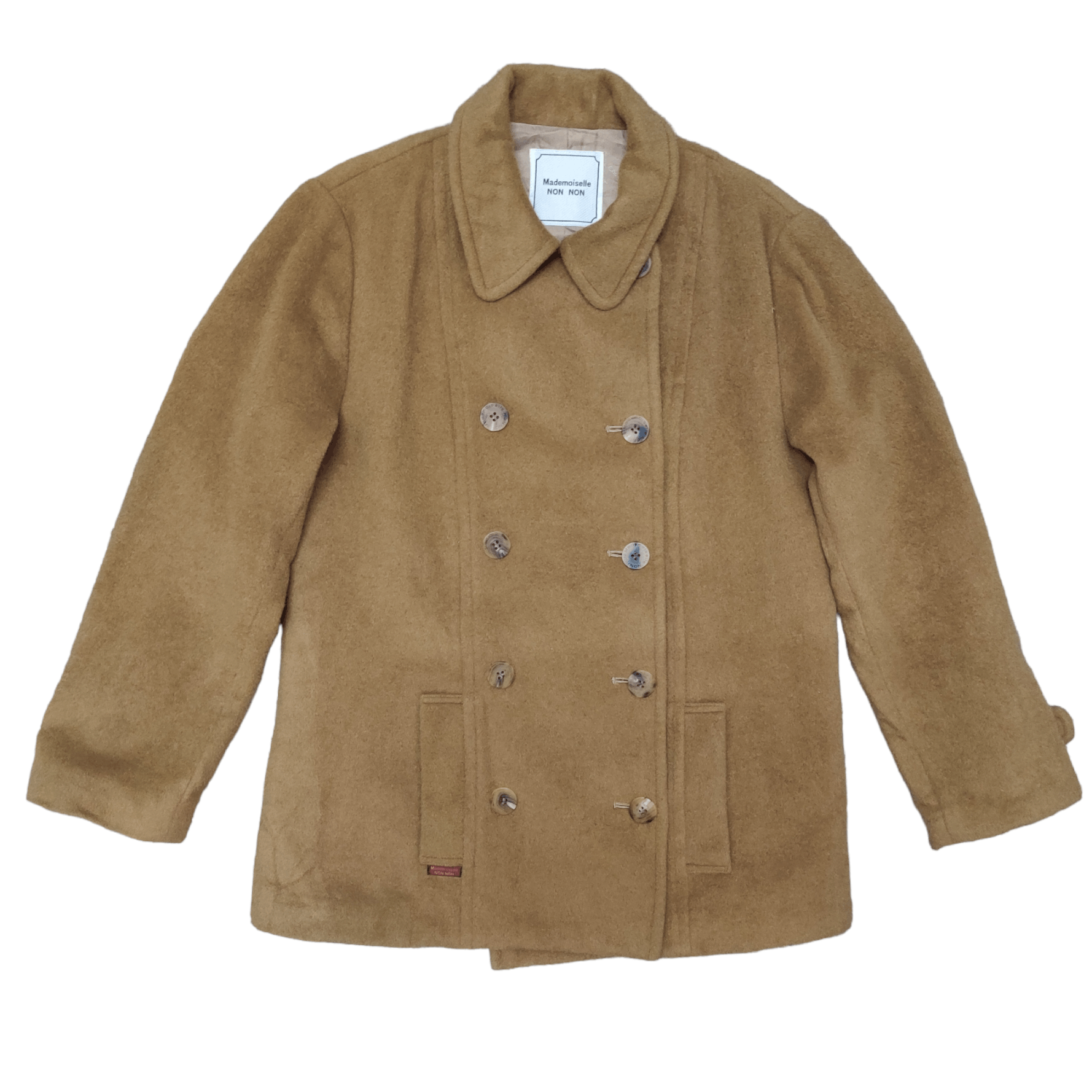 image of Mademoiselle Non Non Double Breasted Wool Coat in Brown, Women's (Size Medium)