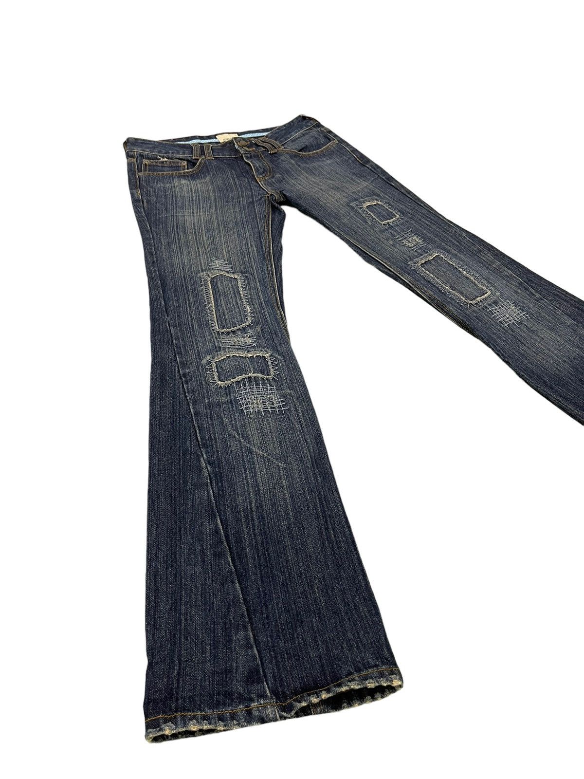image of Hype Flare Jeans Roxy Jean Patchwork Low Rise Denim Boot Cut 54 in Blue, Men's (Size 28)