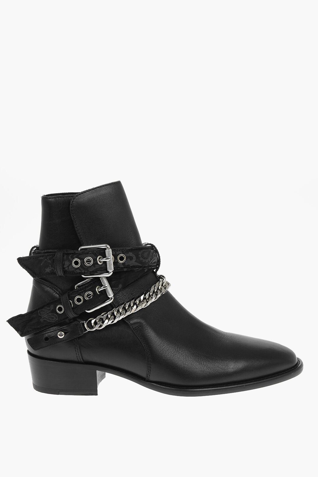 image of Amiri Leather Bandana Boots With Straps in Black, Men's (Size 10)
