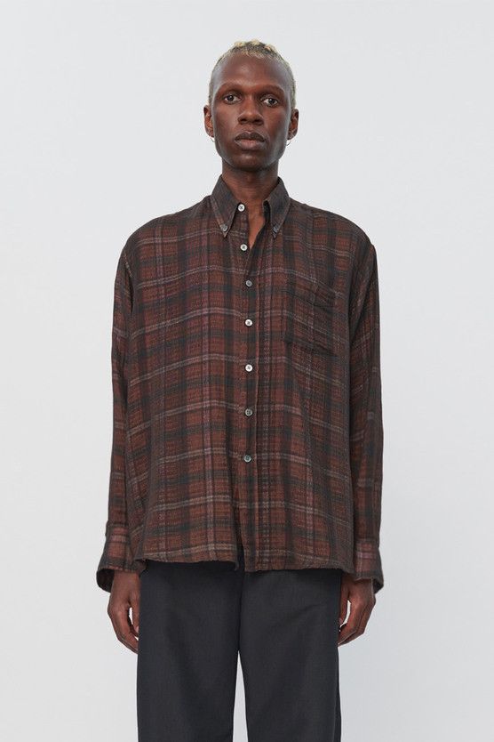 Our Legacy Borrowed BD Shirt Orange/Green Check