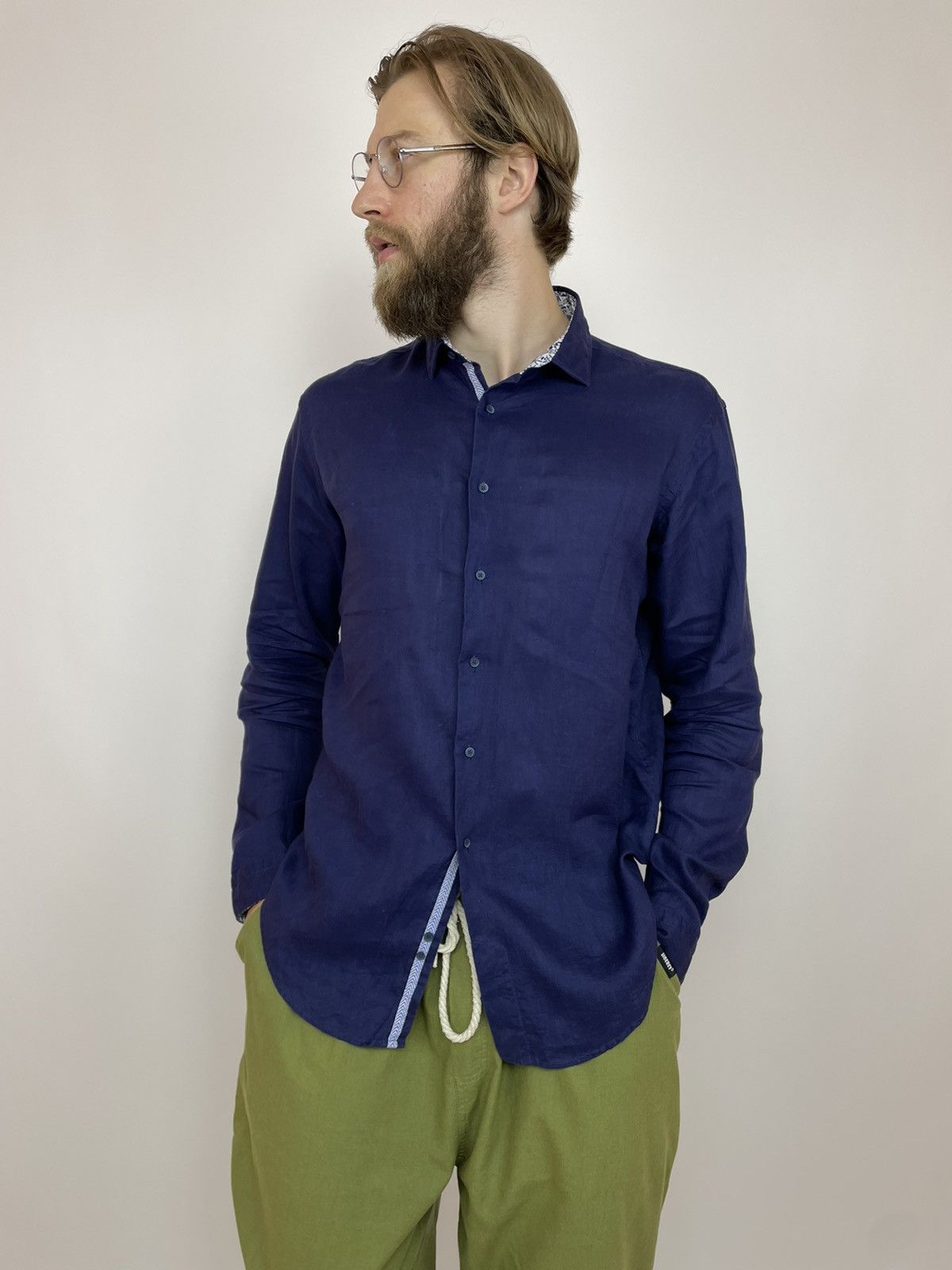 Zara ZARA Linen Shirt Slim Fit Long sleeve Mens size XL Size US XL / EU 56 / 4 - 3 Thumbnail