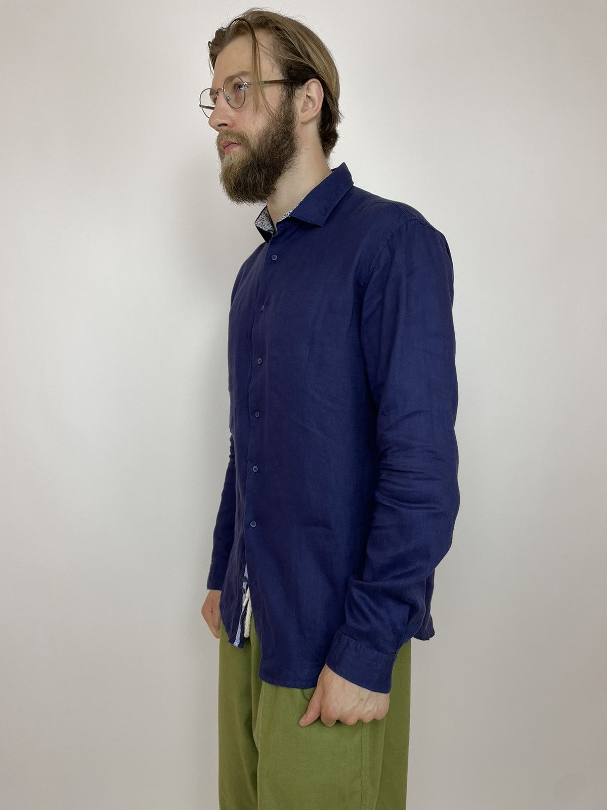 Zara ZARA Linen Shirt Slim Fit Long sleeve Mens size XL Size US XL / EU 56 / 4 - 5 Thumbnail