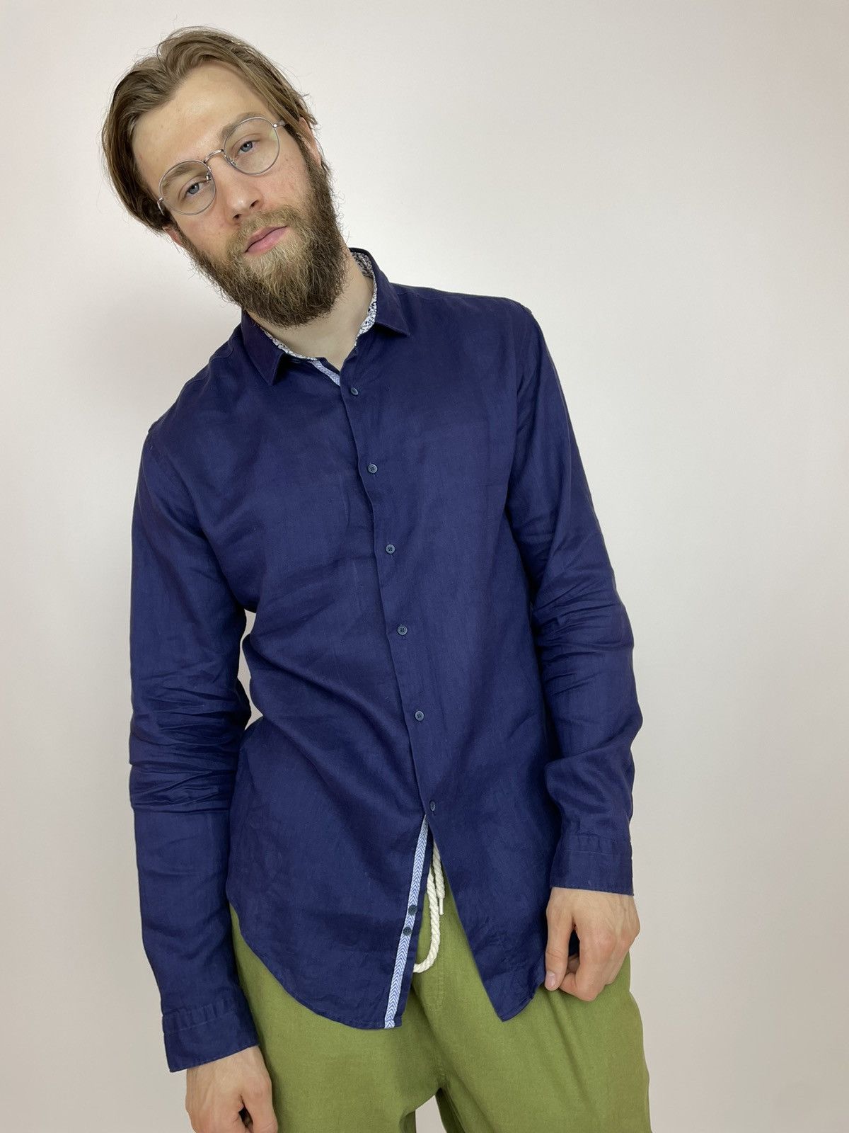 Zara ZARA Linen Shirt Slim Fit Long sleeve Mens size XL Size US XL / EU 56 / 4 - 1 Thumbnail