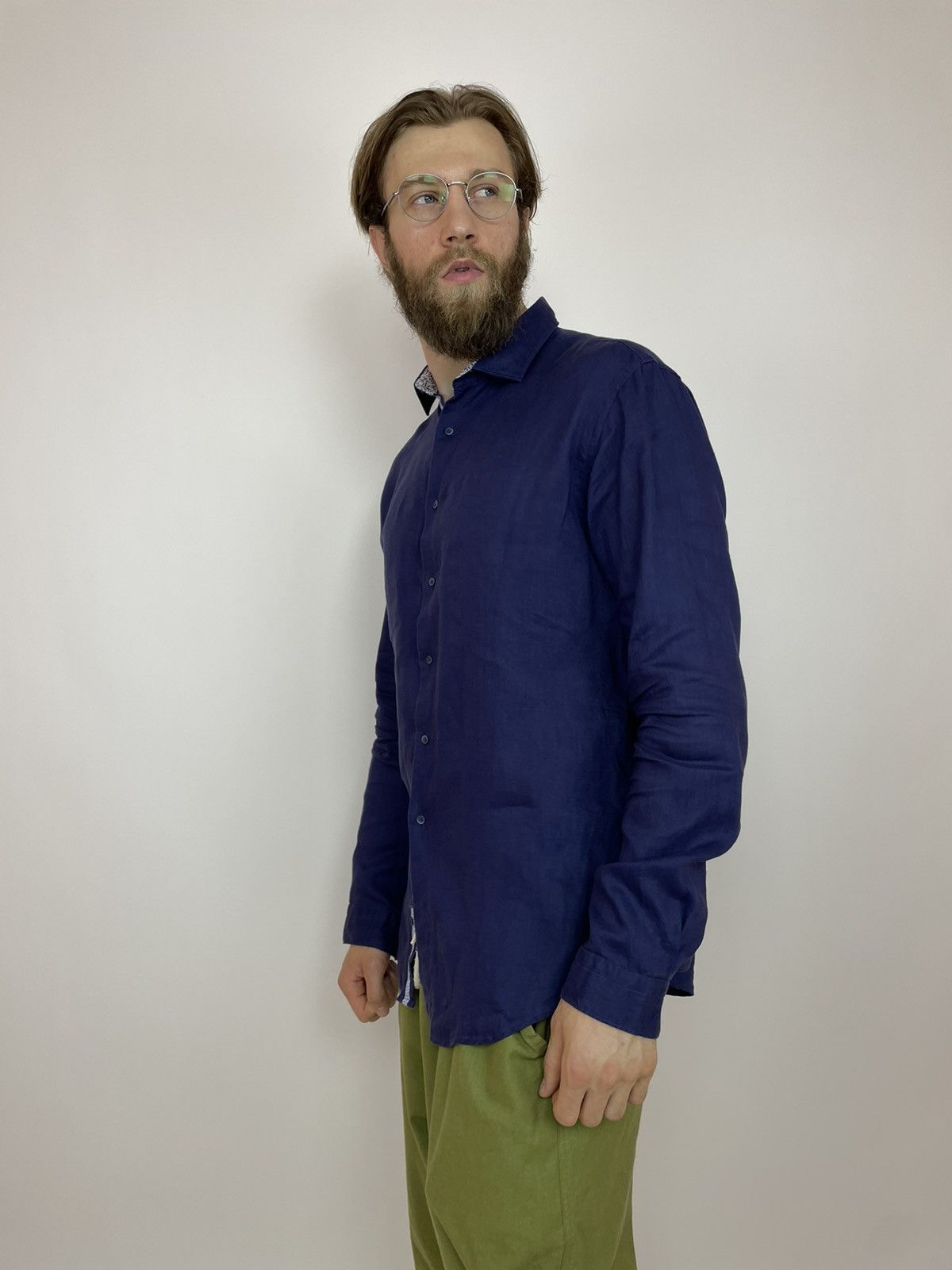 Zara ZARA Linen Shirt Slim Fit Long sleeve Mens size XL Size US XL / EU 56 / 4 - 6 Thumbnail