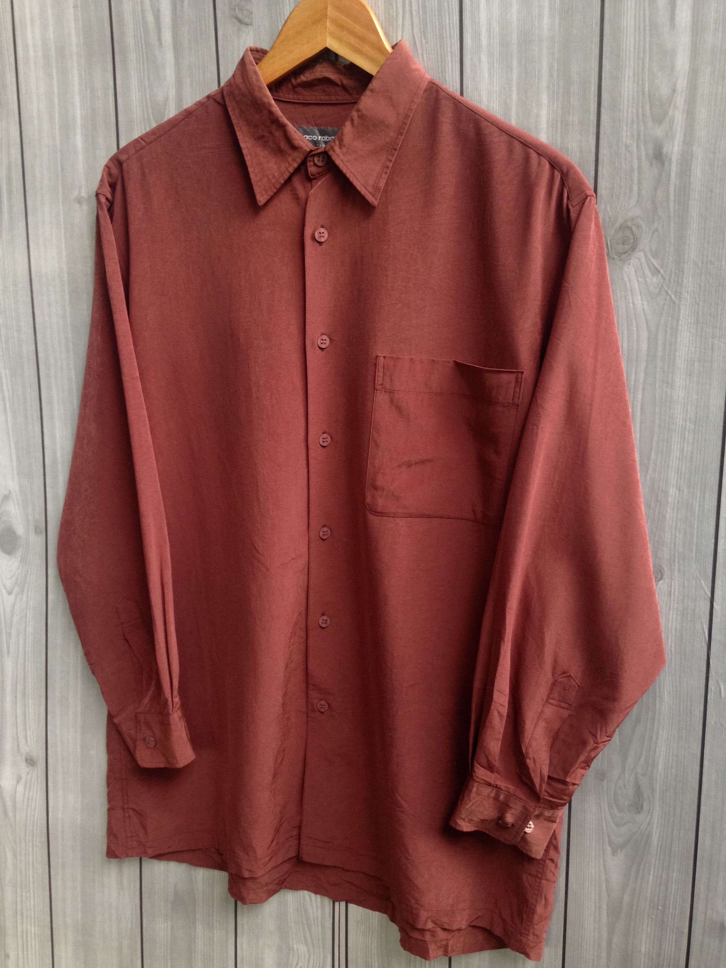 Designer × Other × Paco Rabanne Paco Rabanne Paris Maroon Shirt Size US L / EU 52-54 / 3 - 2 Thumbnail