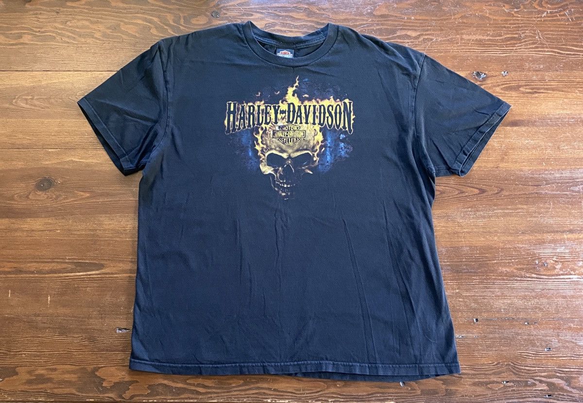 Harley Davidson 2011 Harley Davidson Orlando Fire Skull Oversized Tee Size US XXL / EU 58 / 5 - 1 Thumbnail