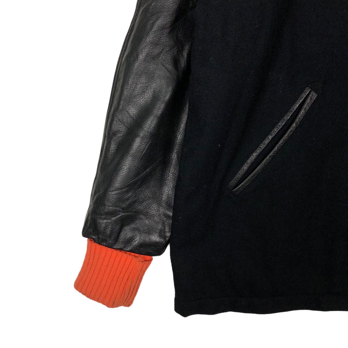 Vintage VINTAGE VARSITY JACKET SPANISHCURVES LEATHER HANDLING SPELL Size US L / EU 52-54 / 3 - 3 Thumbnail