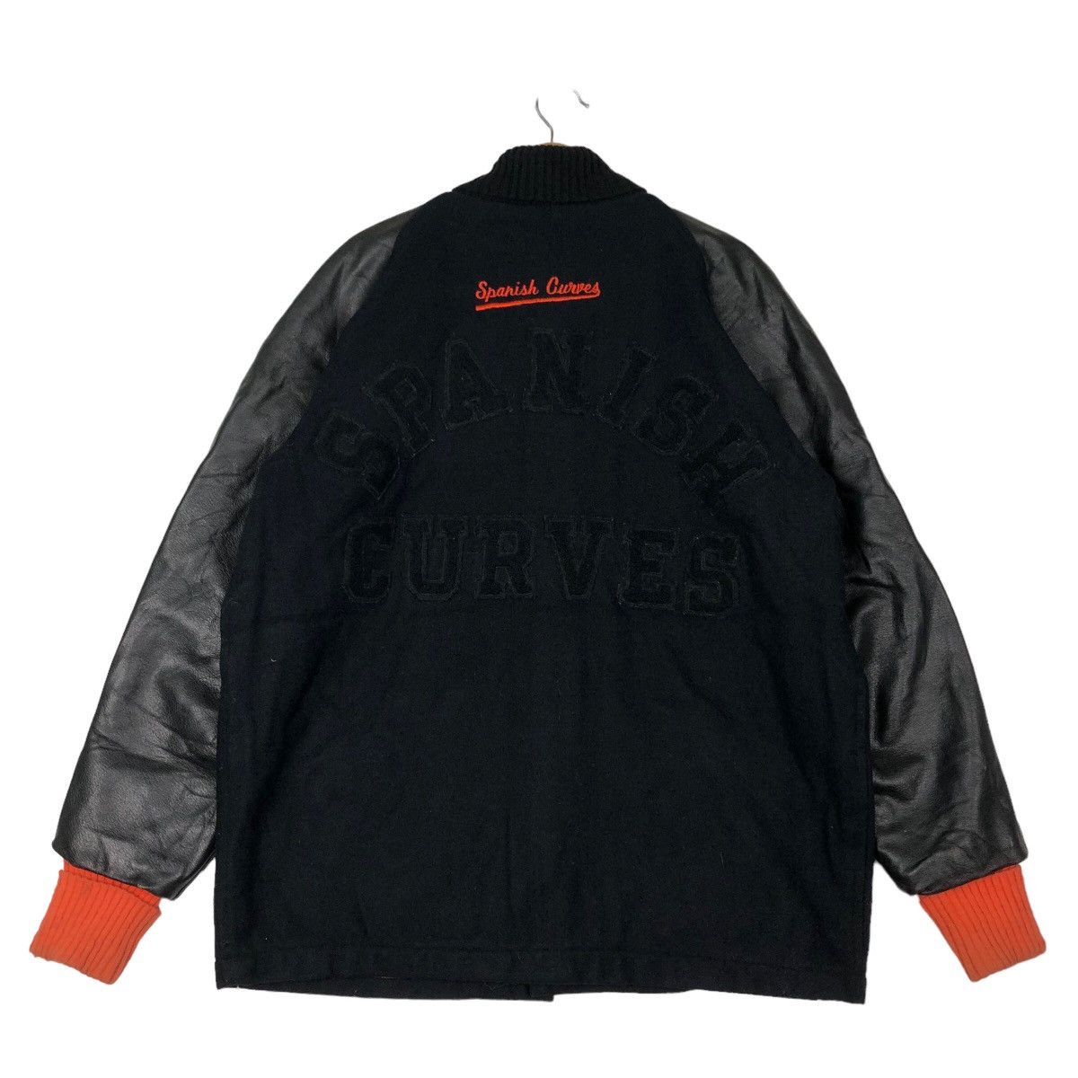 Vintage VINTAGE VARSITY JACKET SPANISHCURVES LEATHER HANDLING SPELL Size US L / EU 52-54 / 3 - 7 Thumbnail