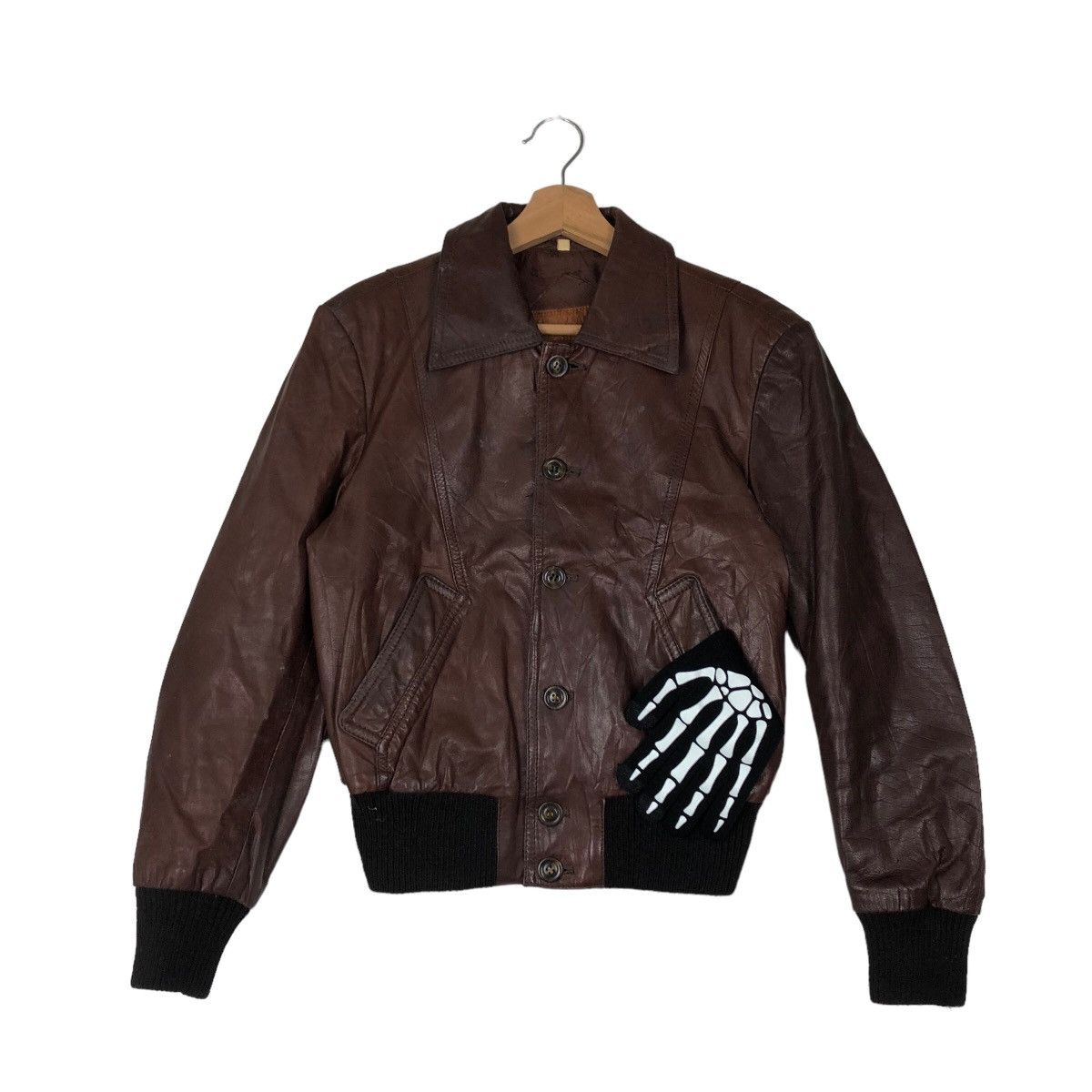 Japanese Brand VINTAGE BOMBER LEATHER JACKET WACKMAN INSPIRED ISSEY MIYAKE Size US M / EU 48-50 / 2 - 1 Thumbnail