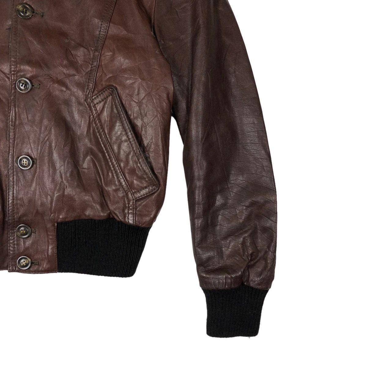 Japanese Brand VINTAGE BOMBER LEATHER JACKET WACKMAN INSPIRED ISSEY MIYAKE Size US M / EU 48-50 / 2 - 4 Thumbnail