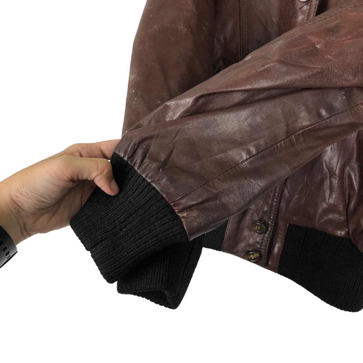 Japanese Brand VINTAGE BOMBER LEATHER JACKET WACKMAN INSPIRED ISSEY MIYAKE Size US M / EU 48-50 / 2 - 9 Thumbnail