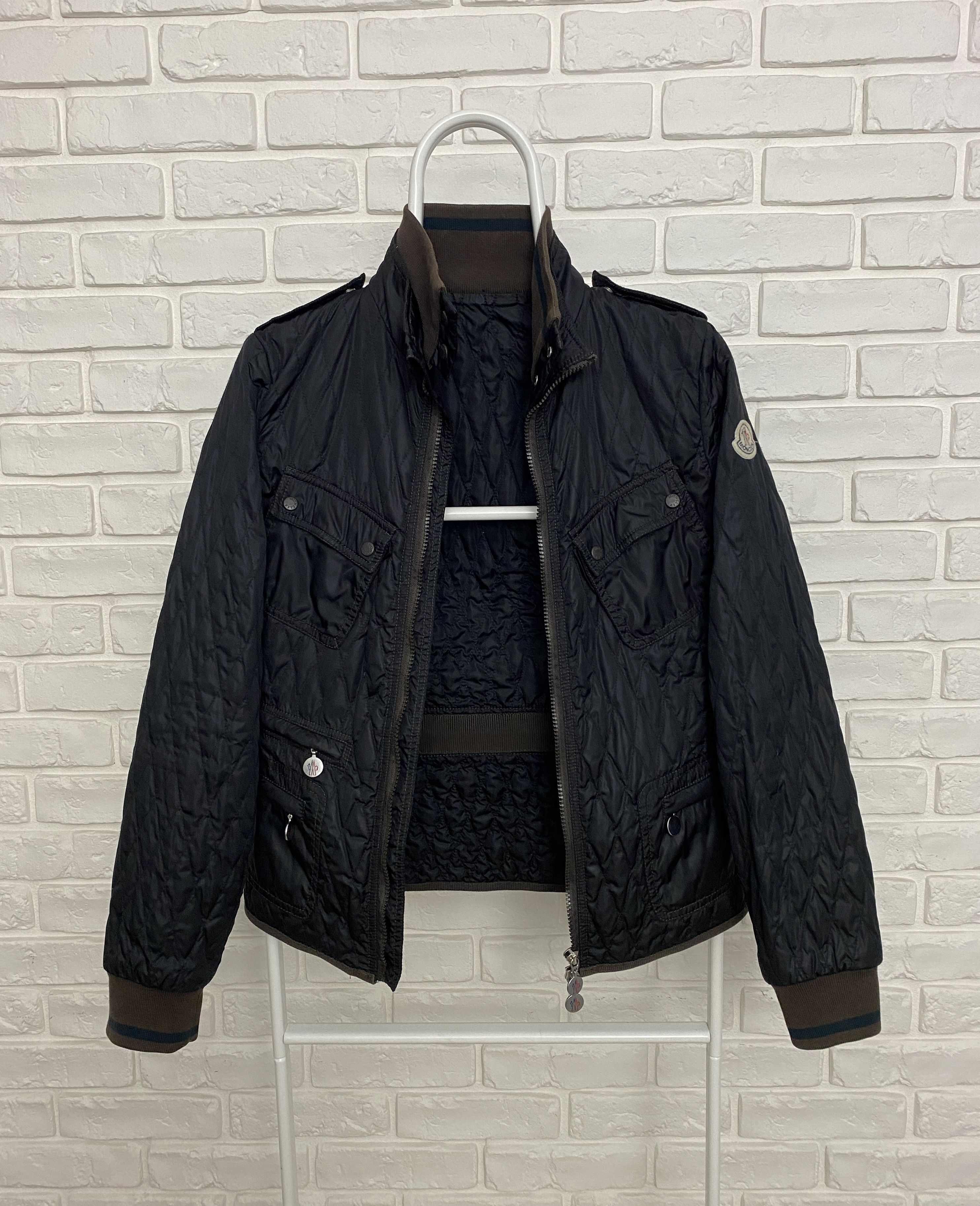 image of Moncler Lightweight Down Jacket Quilted Size 1 Navy Blue in Black, Women's