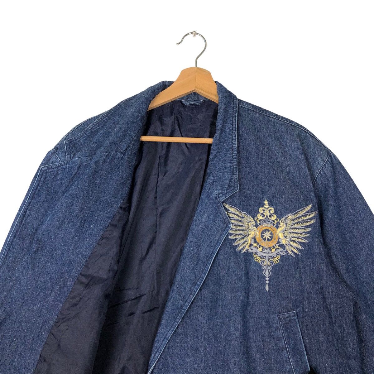 Japanese Brand VINTAGE BOMBER DENIM JACKET BIG LOGO KAPITALIST ISSEY MIYAKE Size US L / EU 52-54 / 3 - 9 Thumbnail