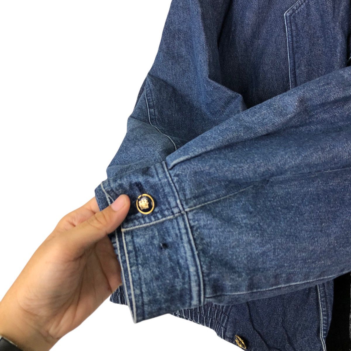 Japanese Brand VINTAGE BOMBER DENIM JACKET BIG LOGO KAPITALIST ISSEY MIYAKE Size US L / EU 52-54 / 3 - 11 Thumbnail