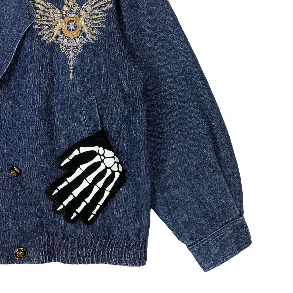Japanese Brand VINTAGE BOMBER DENIM JACKET BIG LOGO KAPITALIST ISSEY MIYAKE Size US L / EU 52-54 / 3 - 4 Thumbnail