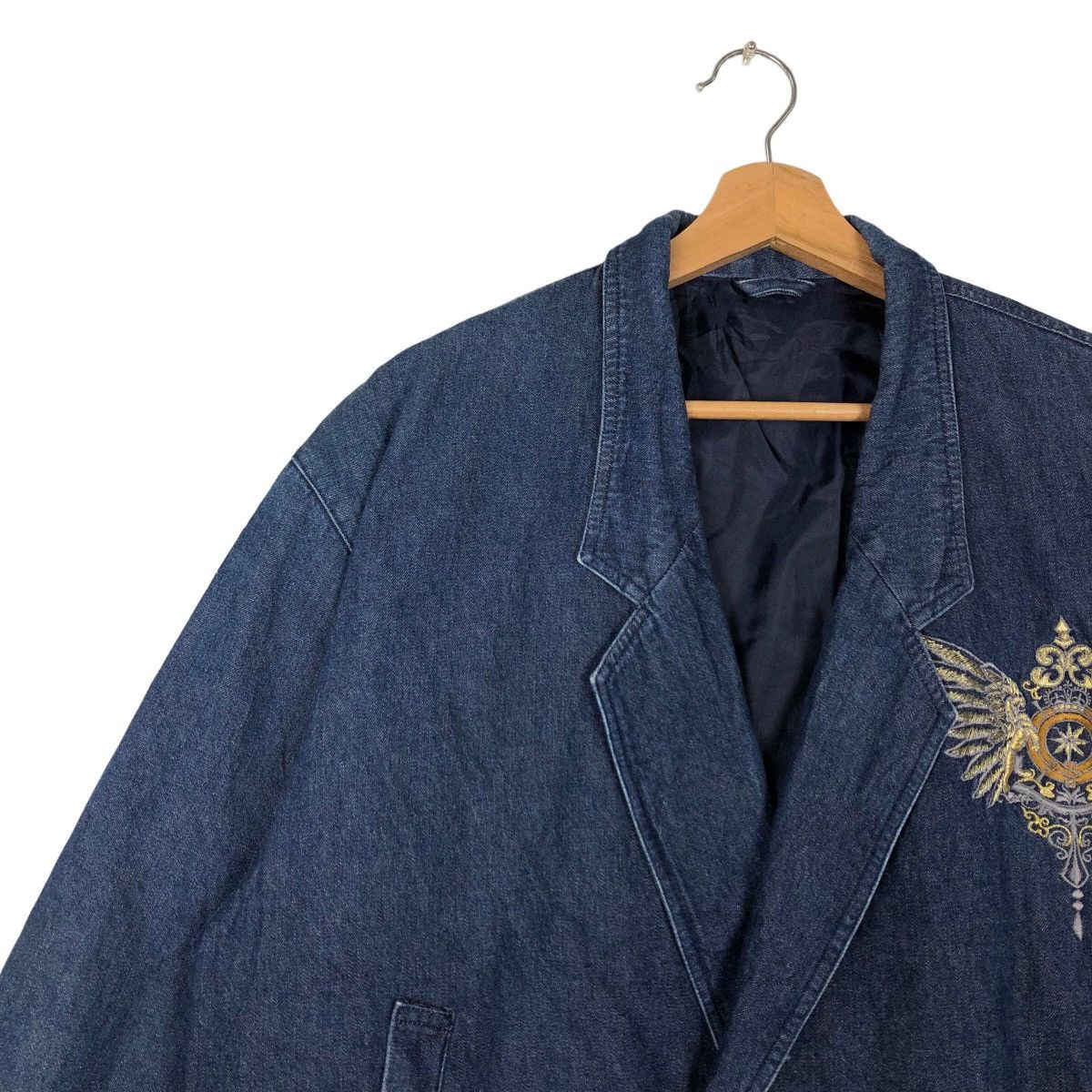 Japanese Brand VINTAGE BOMBER DENIM JACKET BIG LOGO KAPITALIST ISSEY MIYAKE Size US L / EU 52-54 / 3 - 6 Thumbnail