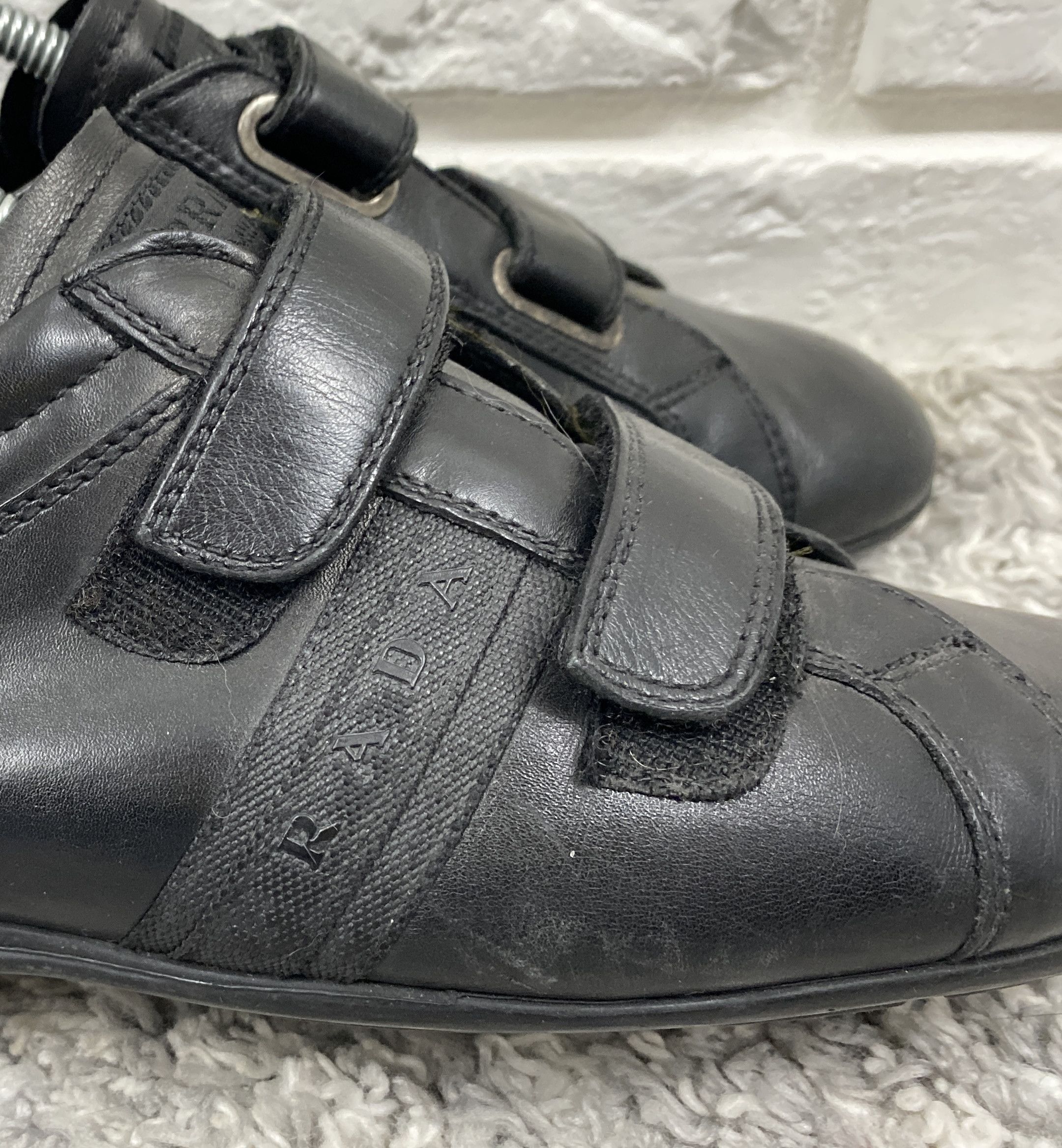 Leather Prada 2 Strap Leather Sneakers Shoes Black Size 6 US 7 UK 6 Size US 7 / EU 40 - 2 Thumbnail