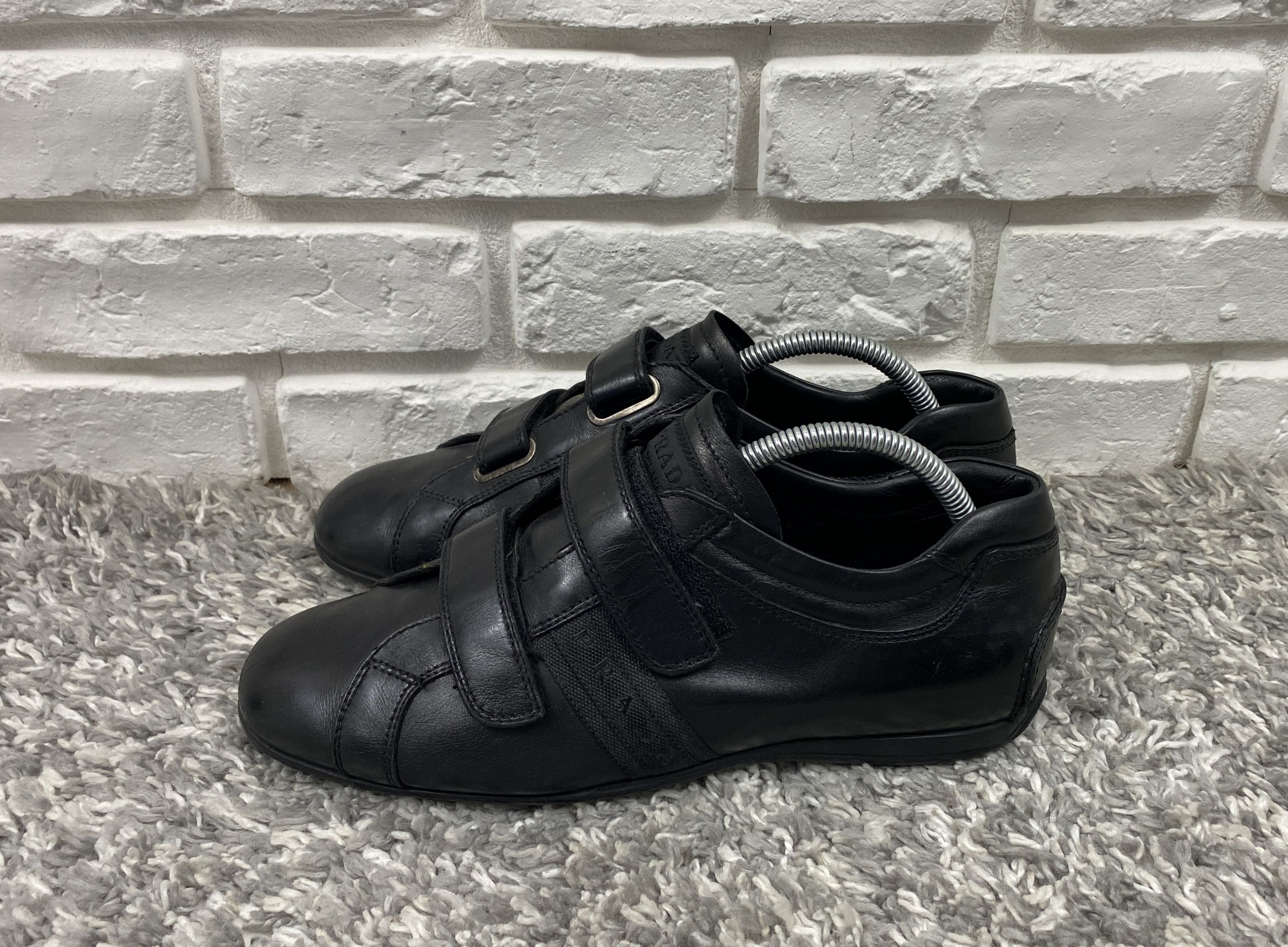 Leather Prada 2 Strap Leather Sneakers Shoes Black Size 6 US 7 UK 6 Size US 7 / EU 40 - 4 Thumbnail