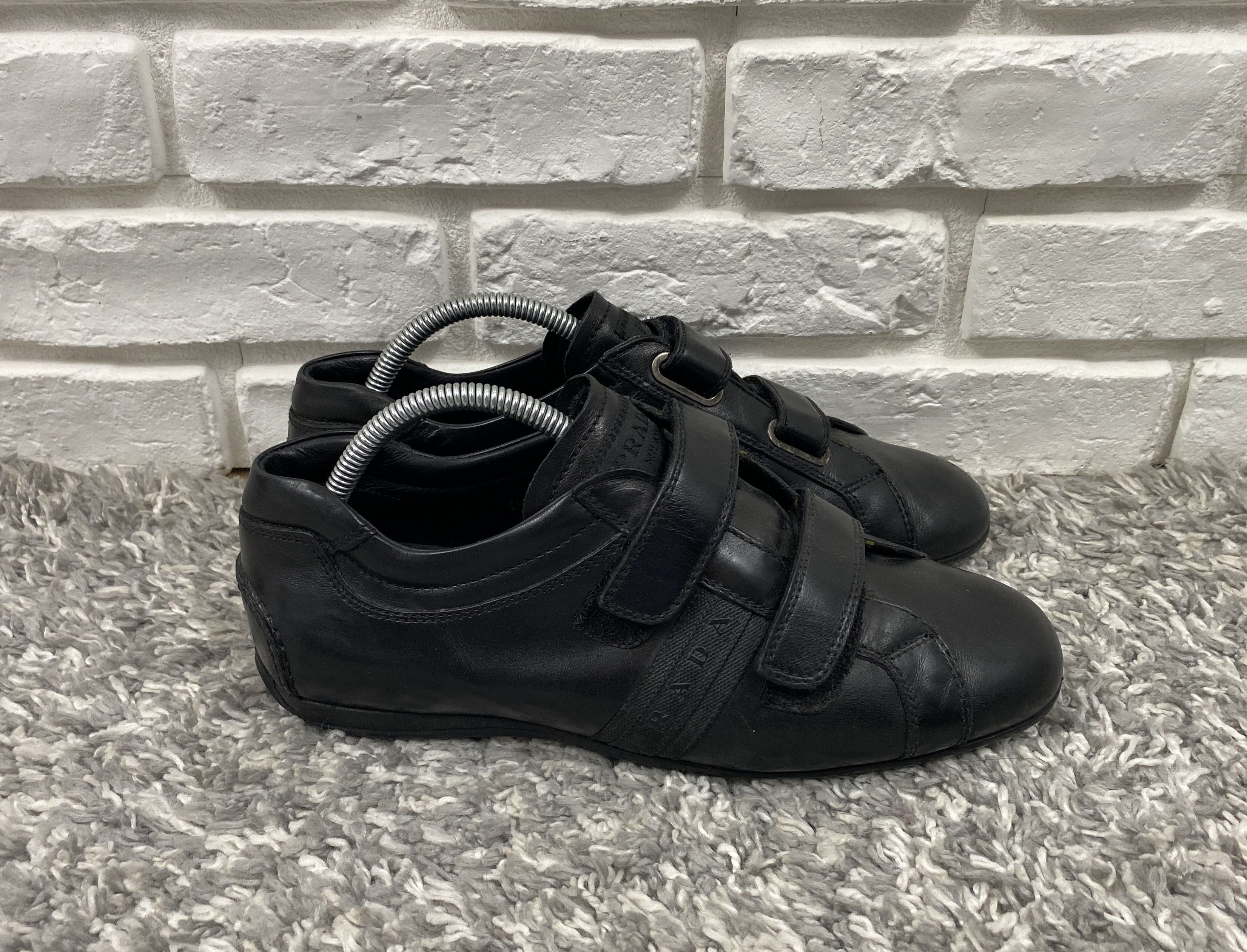 Leather Prada 2 Strap Leather Sneakers Shoes Black Size 6 US 7 UK 6 Size US 7 / EU 40 - 1 Thumbnail