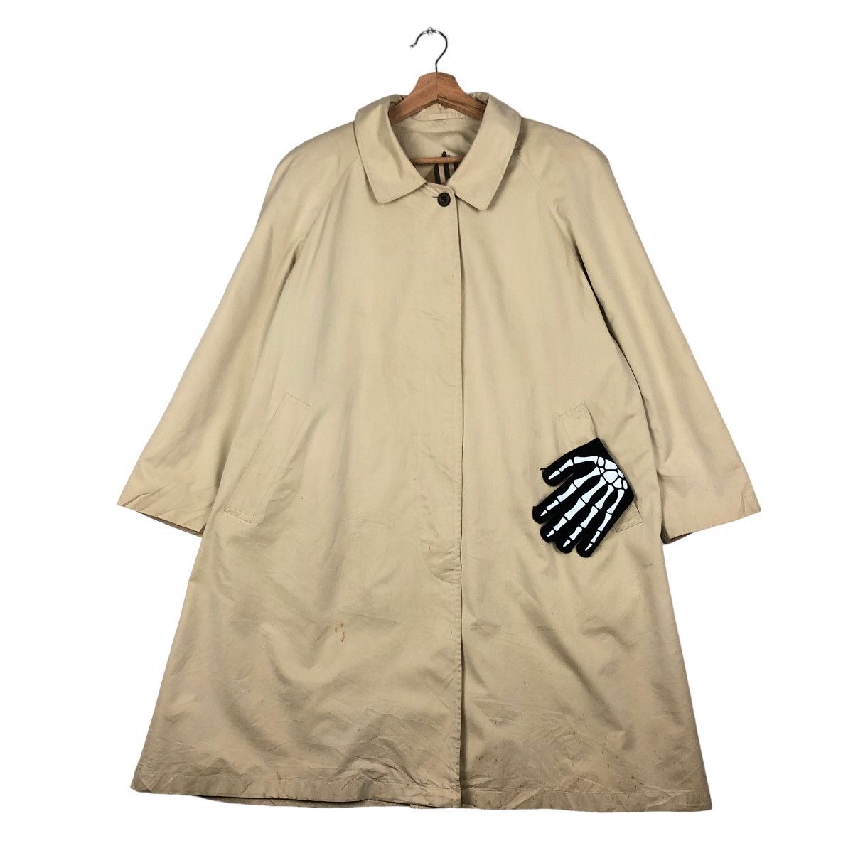 VINTAGE LONG TRENCH COAT BURBERRYS NOVA CHECK LINING