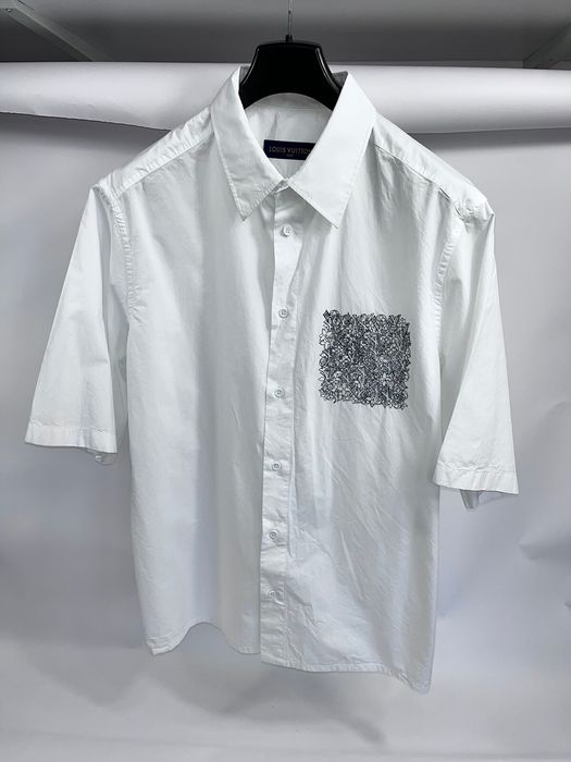 Louis Vuitton Lvse Placed Embroidery Short-sleeved Shirt White. Size 3L