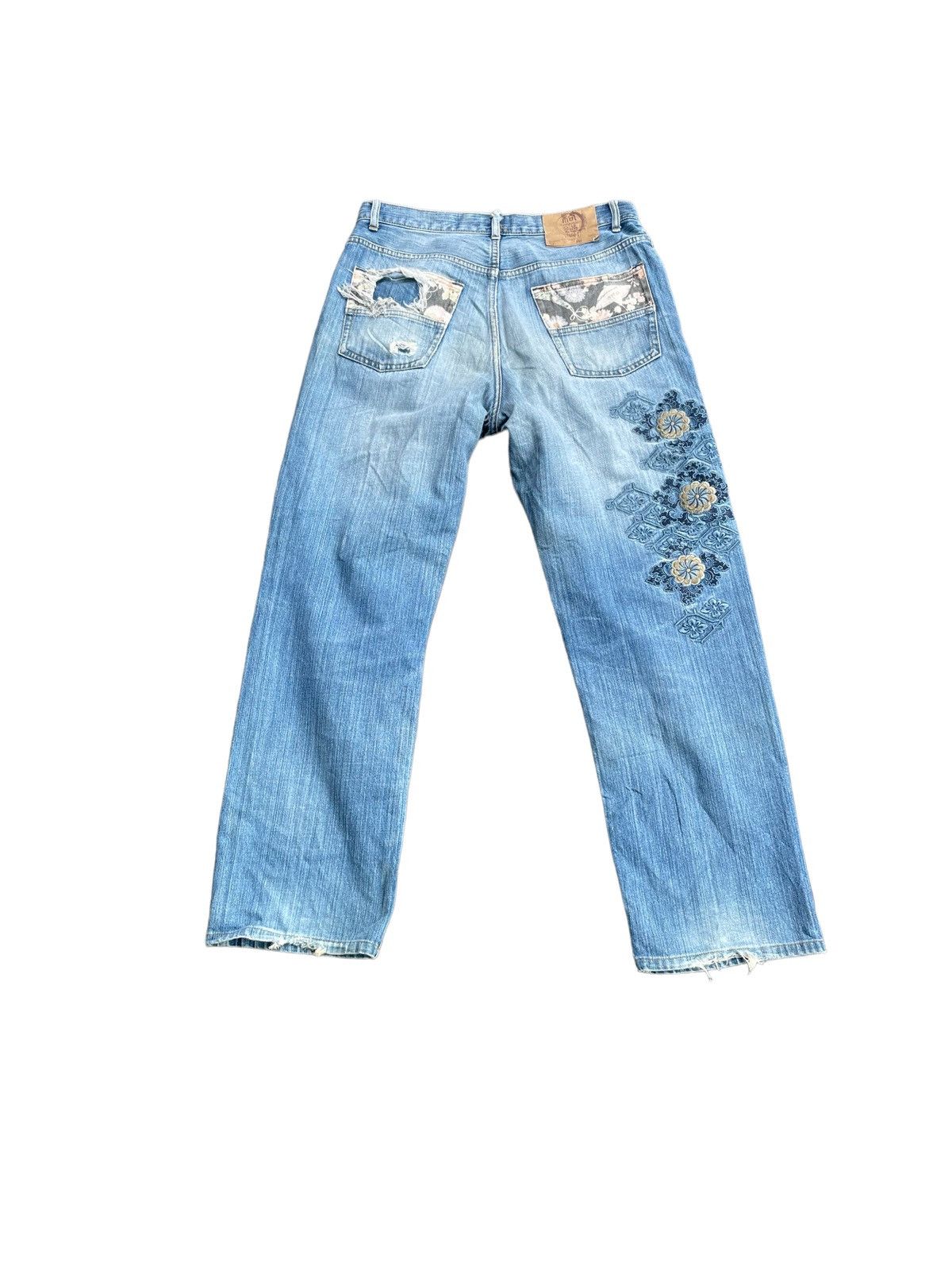 Japanese Brand Karakuri Emboiderey Distresed Denim Size US 34 / EU 50 - 9 Thumbnail