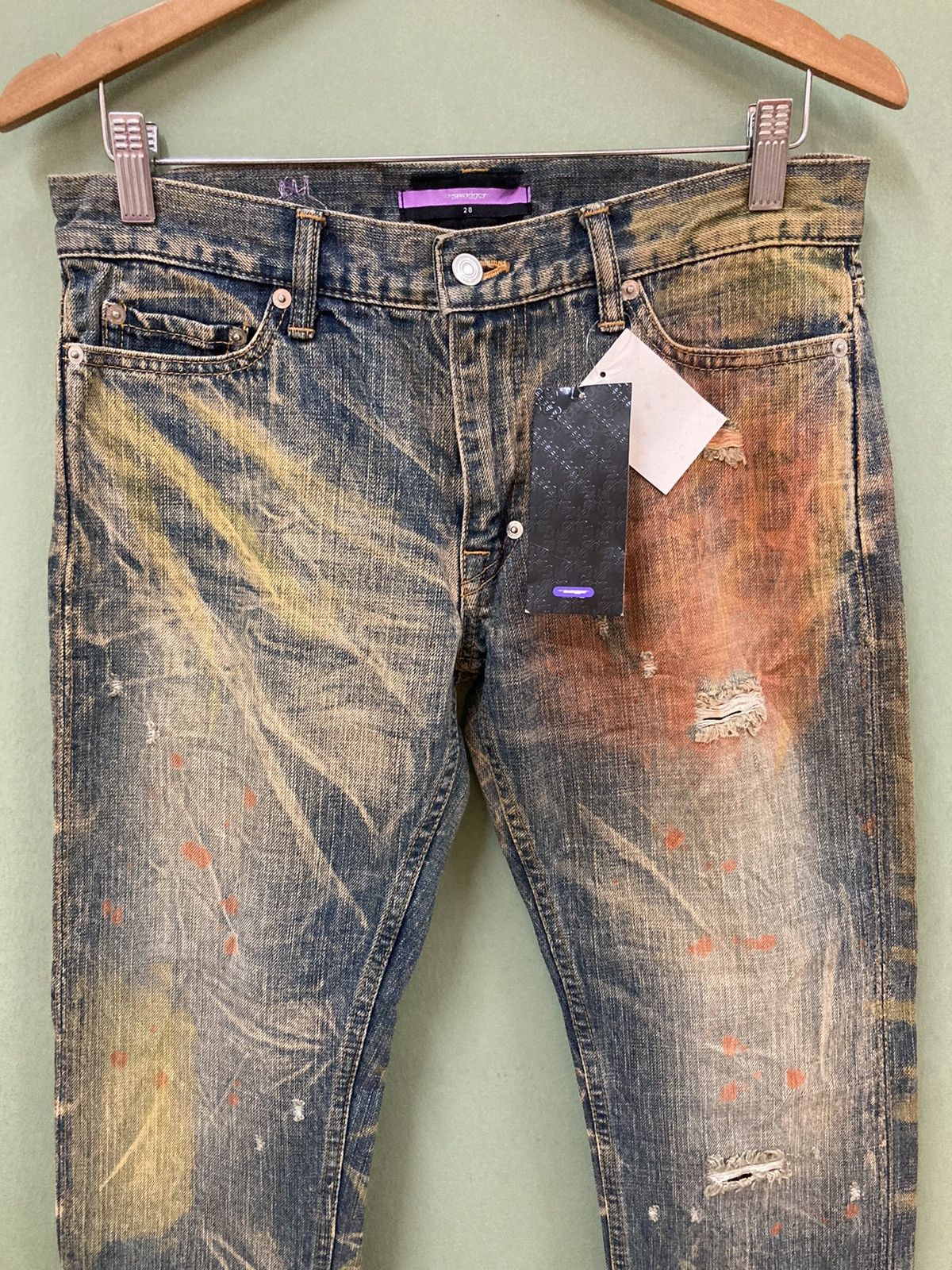 Hysteric Glamour SWAGGER - SLIM FIT DESTROYED DISTRESSED PAINTED JEANS Size US 31 - 8 Thumbnail