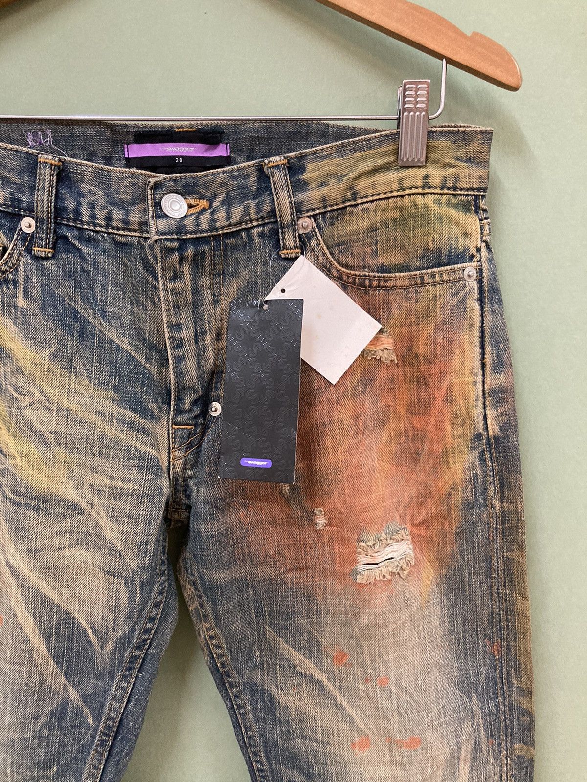 Hysteric Glamour SWAGGER - SLIM FIT DESTROYED DISTRESSED PAINTED JEANS Size US 31 - 11 Thumbnail