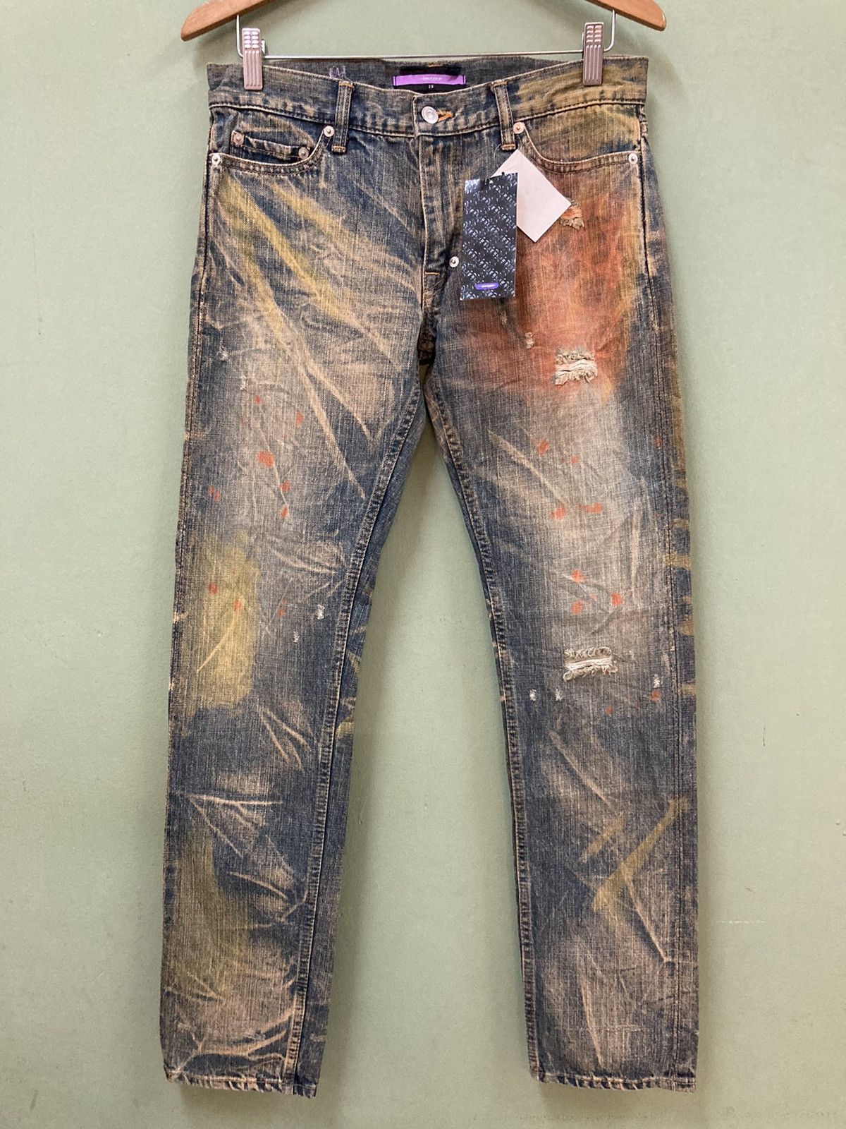 Hysteric Glamour SWAGGER - SLIM FIT DESTROYED DISTRESSED PAINTED JEANS Size US 31 - 7 Thumbnail