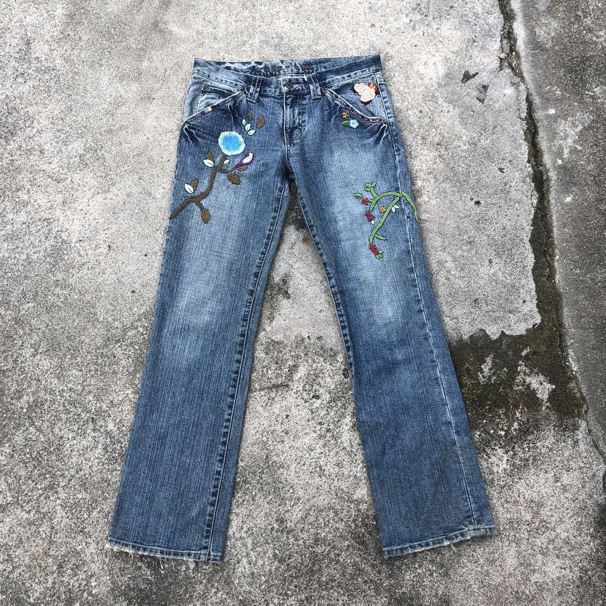 🔥Sick🔥🇯🇵As Know As Embroidered Sukajan Tiger Distress Jeans