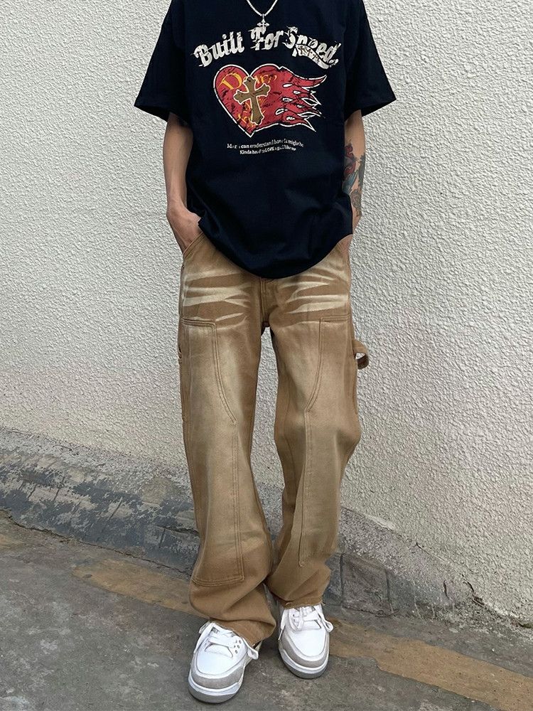hiphop skate distressed flared carpenter pants