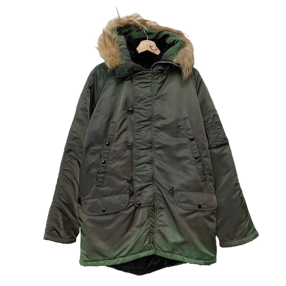 I. Spiewak And Sons Vtg I Spiewak Jacket Type N3B Fur Ruff Hoodie Faded Jacket Size US L / EU 52-54 / 3 - 1 Thumbnail