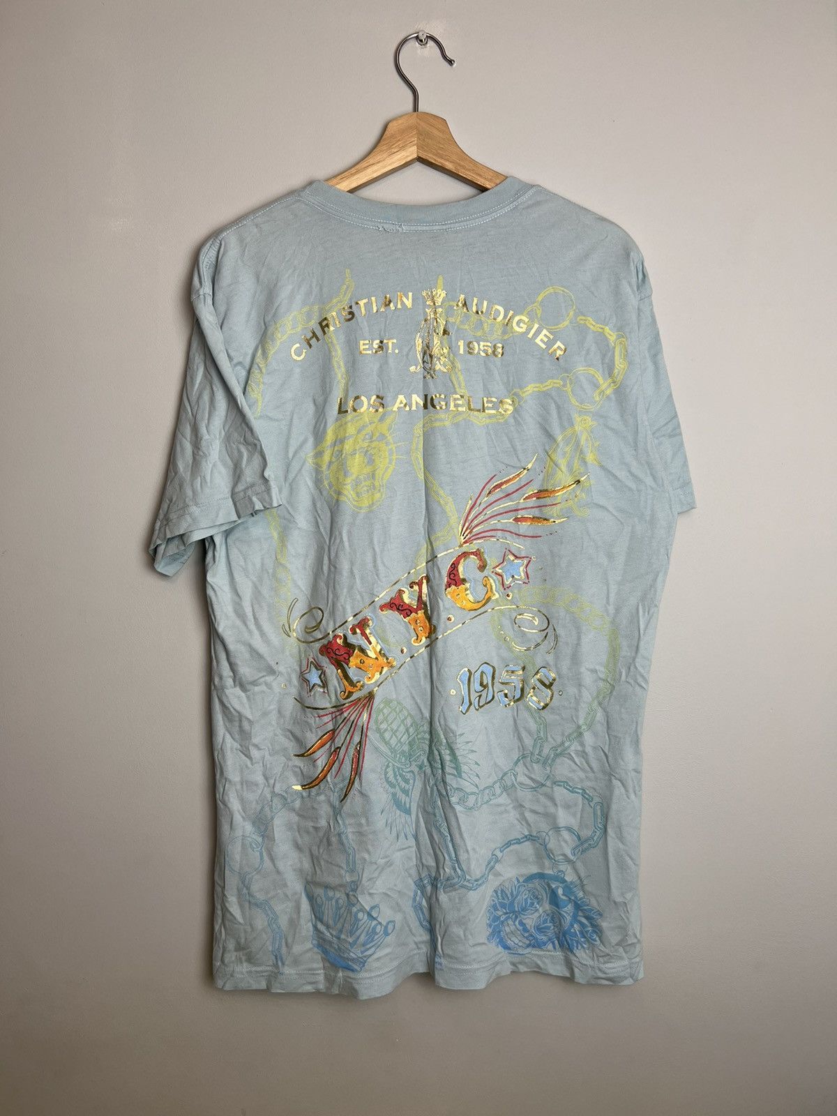 Christian Audigier Rare Vintage Y2K Ed Hardy All Over Print Logo T-Shirt Rare Size US L / EU 52-54 / 3 - 2 Thumbnail