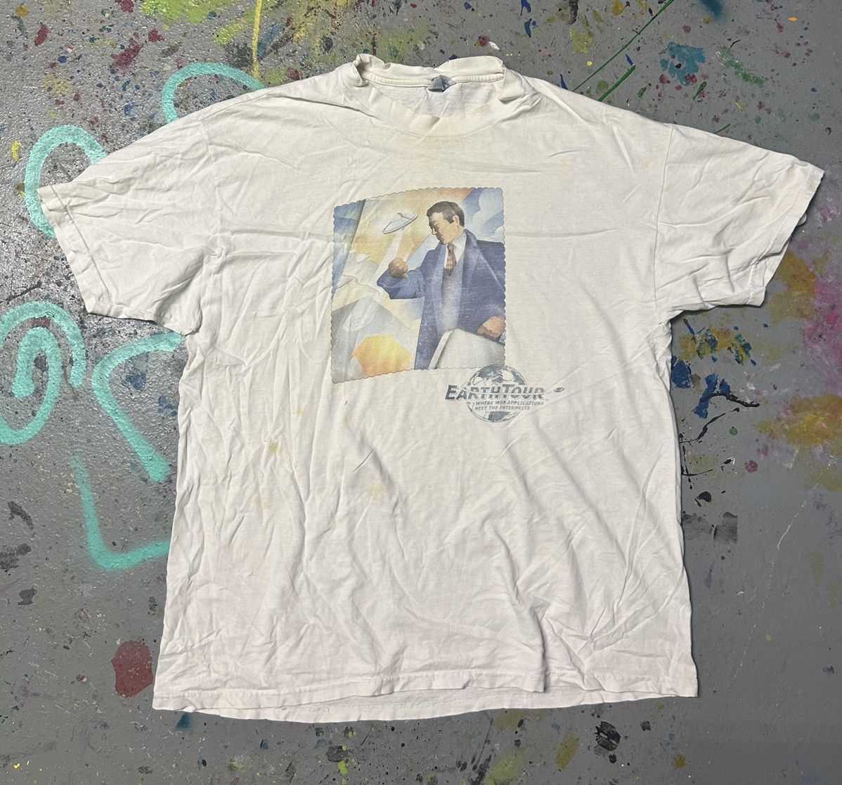 Vintage Tech T-shirt 90s earth tour Size US XL / EU 56 / 4 - 2 Thumbnail