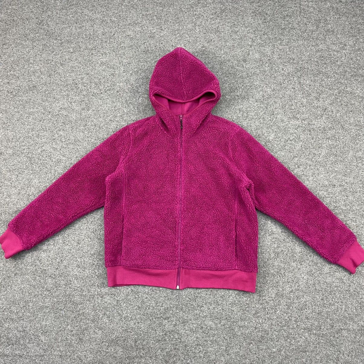 Japanese Brand × Uniqlo × Vintage Uniqlo Pink Hoodie Fleece Sherpa Jacket Size US L / EU 52-54 / 3 - 1 Thumbnail