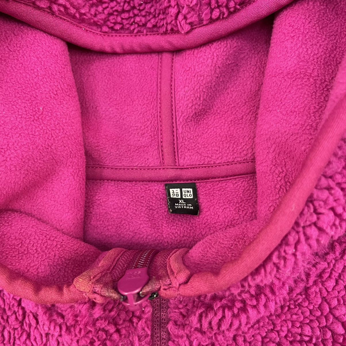 Japanese Brand × Uniqlo × Vintage Uniqlo Pink Hoodie Fleece Sherpa Jacket Size US L / EU 52-54 / 3 - 4 Thumbnail