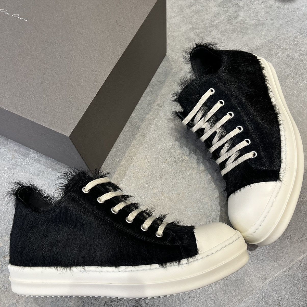 Rick Owens Rick Owens Pony Hair Ramones Low Black | Grailed