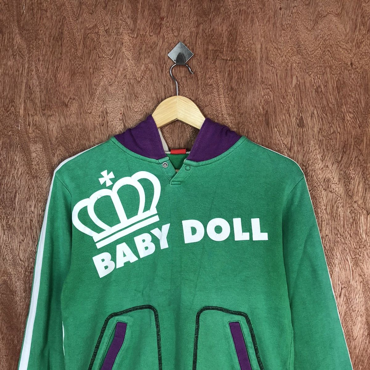 Japanese Brand DL Baby Doll Green Big Logo Hoodies #1981 Size S / US 4 / IT 40 - 2 Thumbnail