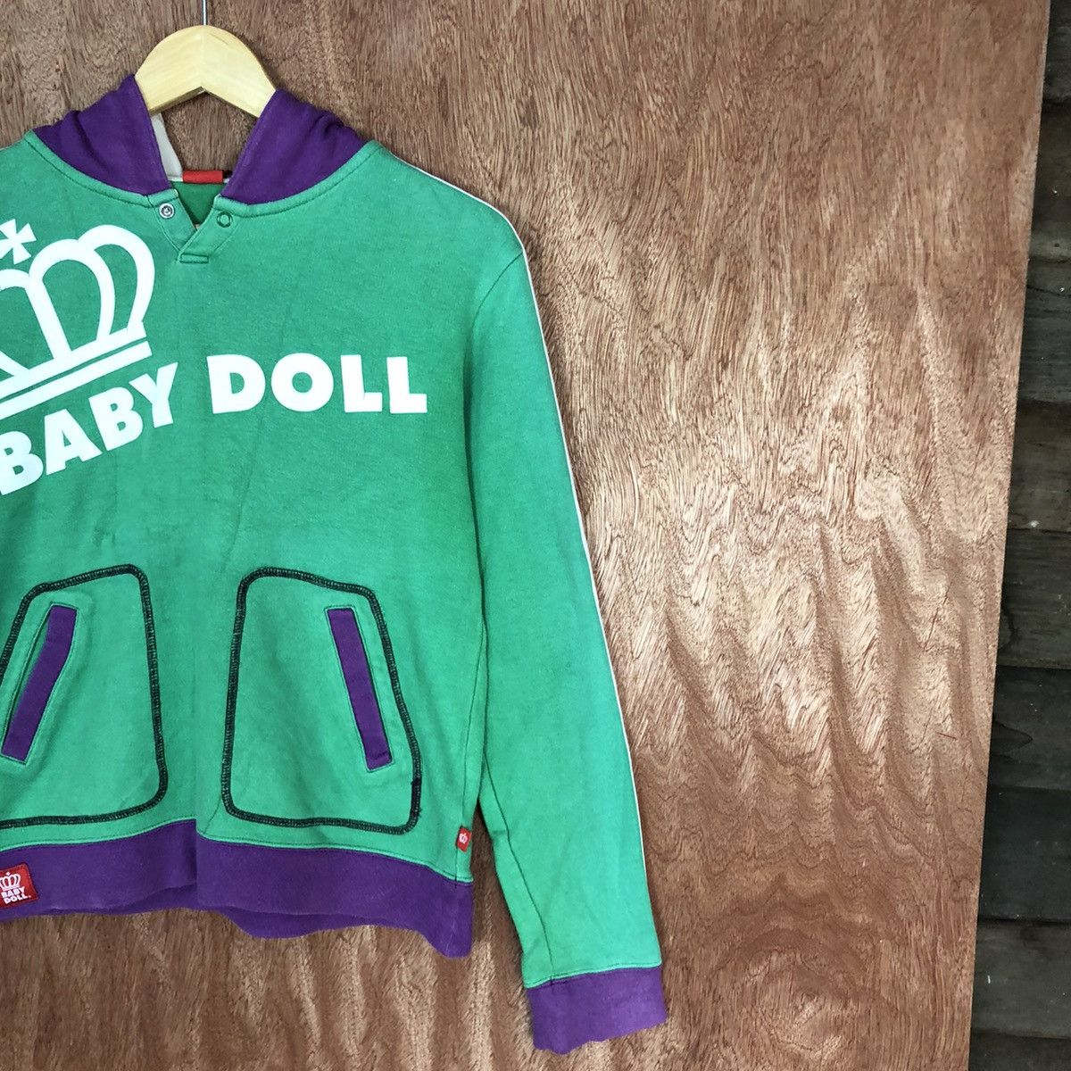 Japanese Brand DL Baby Doll Green Big Logo Hoodies #1981 Size S / US 4 / IT 40 - 5 Thumbnail