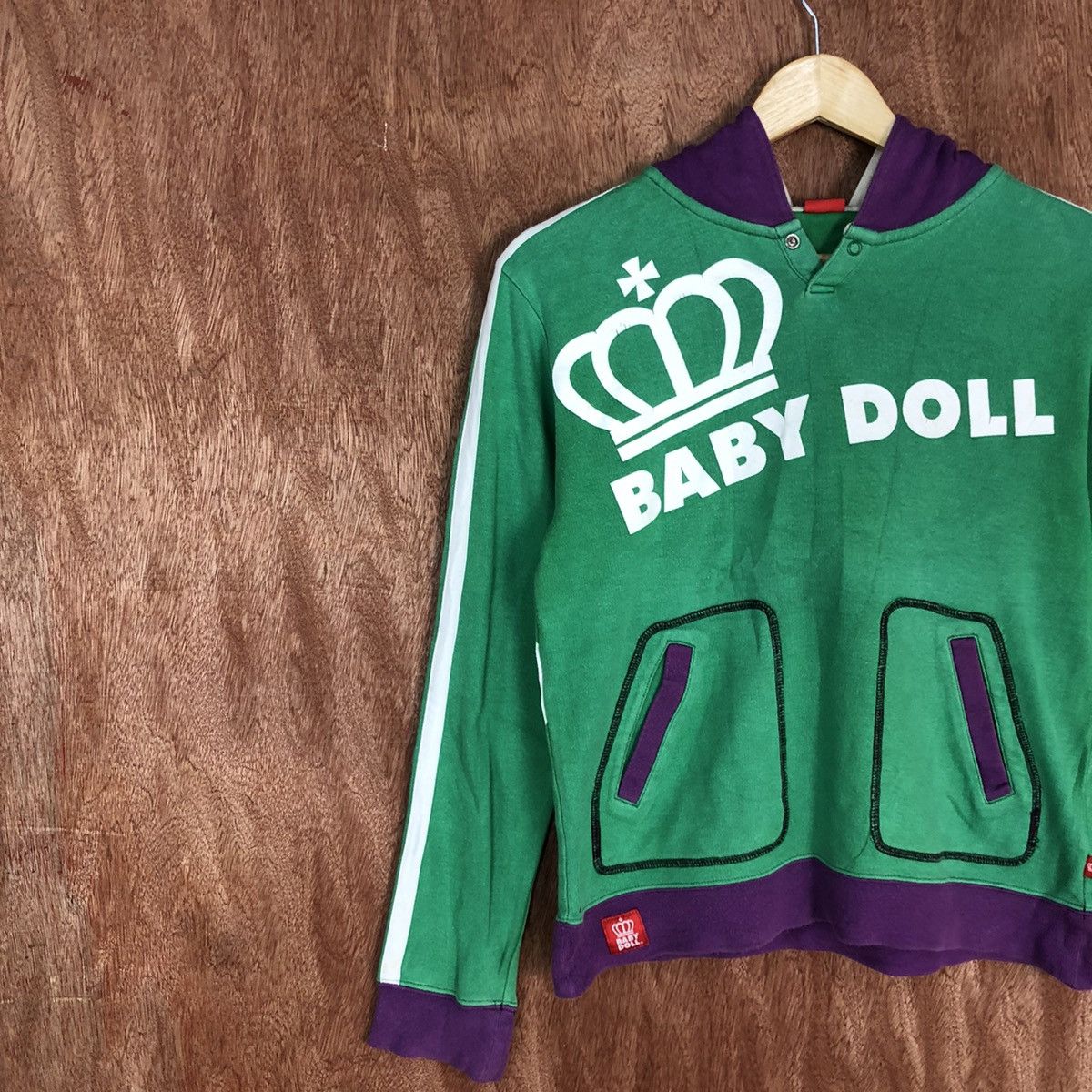 Japanese Brand DL Baby Doll Green Big Logo Hoodies #1981 Size S / US 4 / IT 40 - 7 Thumbnail