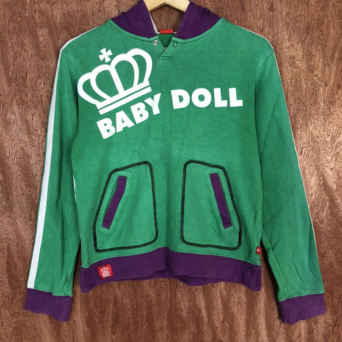 Japanese Brand DL Baby Doll Green Big Logo Hoodies #1981 Size S / US 4 / IT 40 - 8 Thumbnail